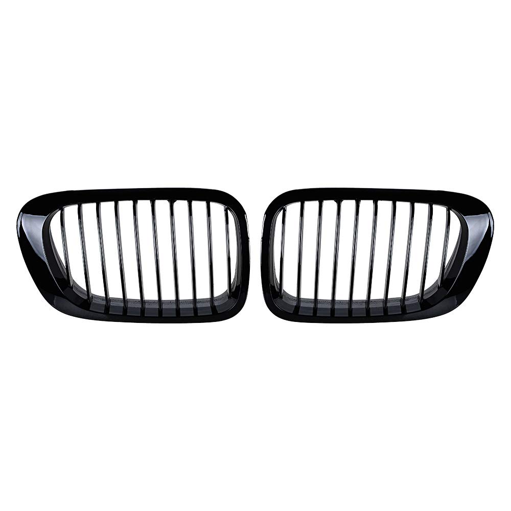 Astra Depot Compatible with E46 Kidney Grille Grill for 1999-2002 BMW 325Ci 330Ci 2-Door Coupe - Polished Black Replacement Part - Perfect for Car Enthusiasts & Auto Restoration Projects