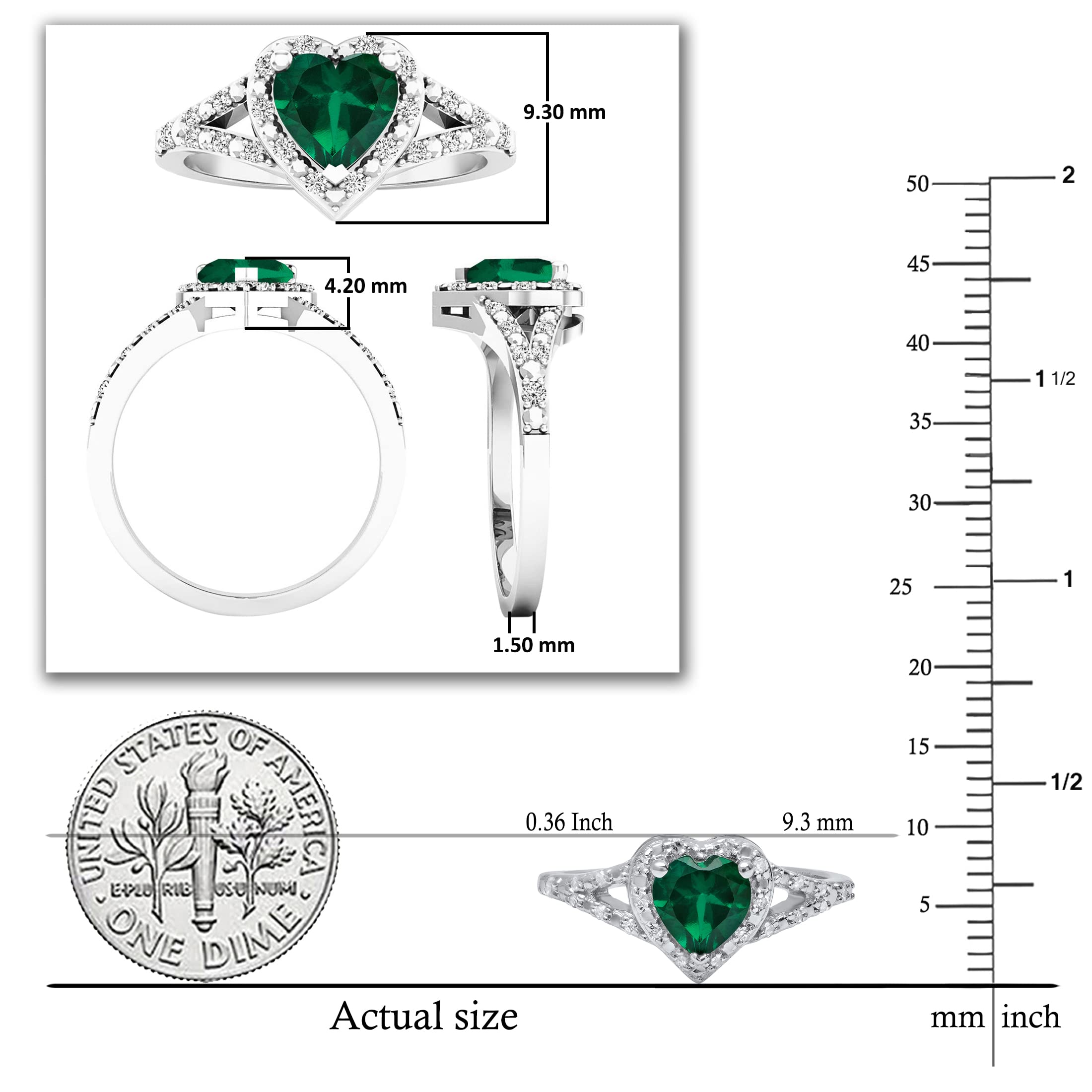 Dazzlingrock 6mm Heart Lab-Created Gemstone & White Diamond Engagement Ring in 925 Sterling Silver – Perfect for Proposals, Anniversaries & Romantic Gifts