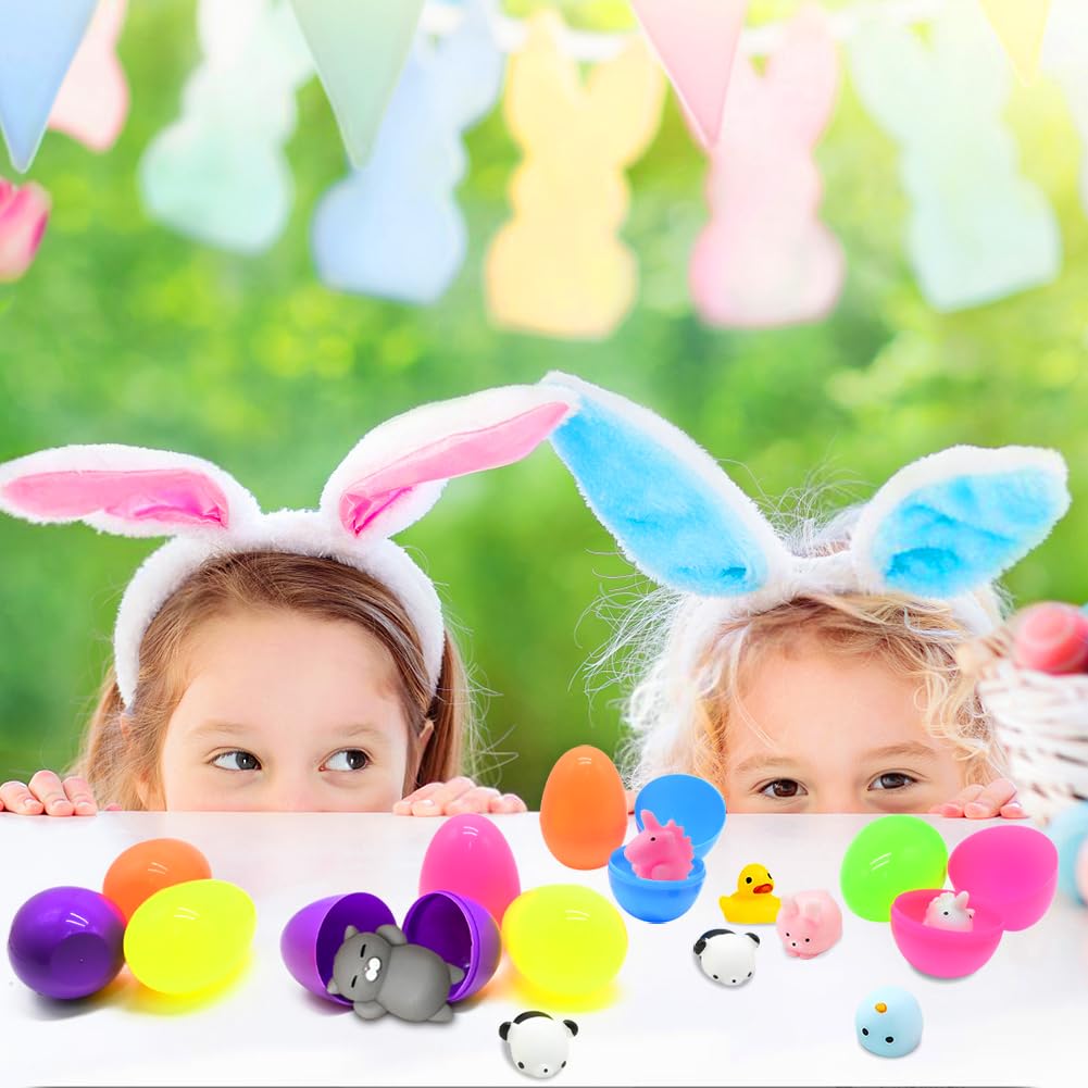 28Pcs Easter Eggs Filled with Mochi Squishy Toys - Mini Kawaii Animal Stress Relief Toys for Kids - Perfect for Easter Egg Hunts, Basket Stuffers, Classroom Gifts & Party Favors - Fun Sensory Play & Relaxation Toys for Children