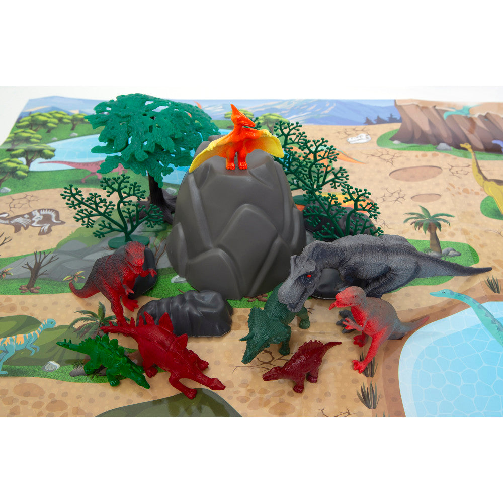 Boley Dinosaur Adventures Play Bucket - 40pc Prehistoric Dinosaur Toys Set with Figures & Accessories for Kids - Perfect for Imaginative Play, Birthday Gifts & Educational Learning Activities