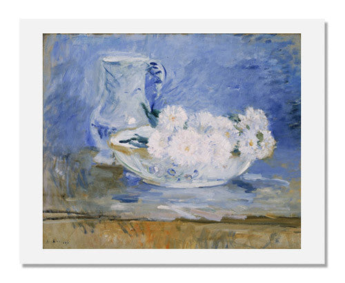 Berthe Morisot White Flowers in a Bowl Painting - Impressionist Floral Art Print for Home & Office Decor | Wall Art for Living Room, Bedroom, Dining Room