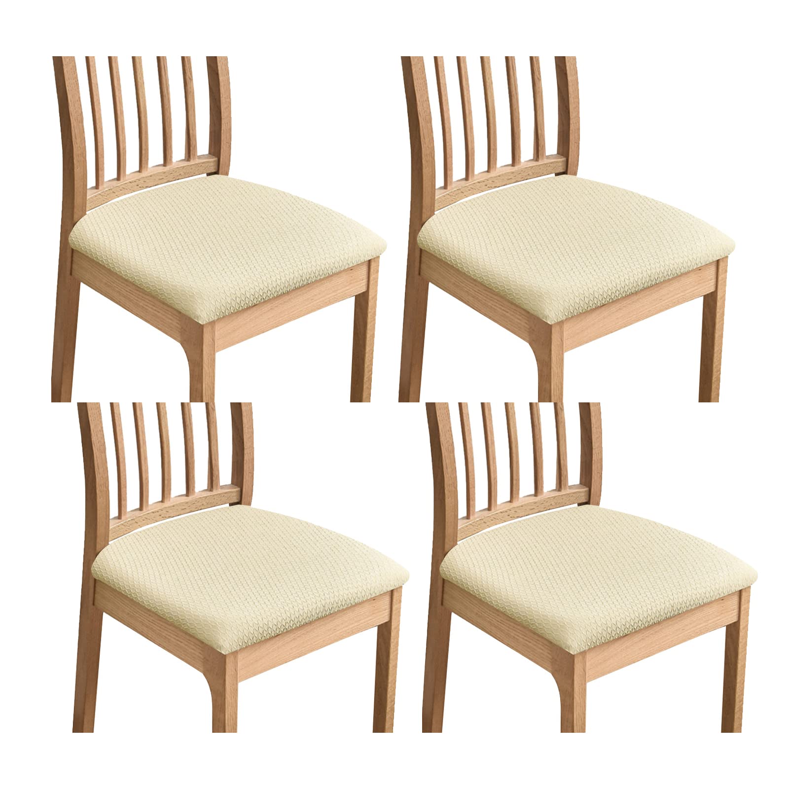 HAOYONG 4-Piece Jacquard Waterproof Stretch Chair Seat Covers - Square Dining Chair Slipcovers for Kitchen & Living Room - Removable Washable Upholstery Protector for Home & Office Use