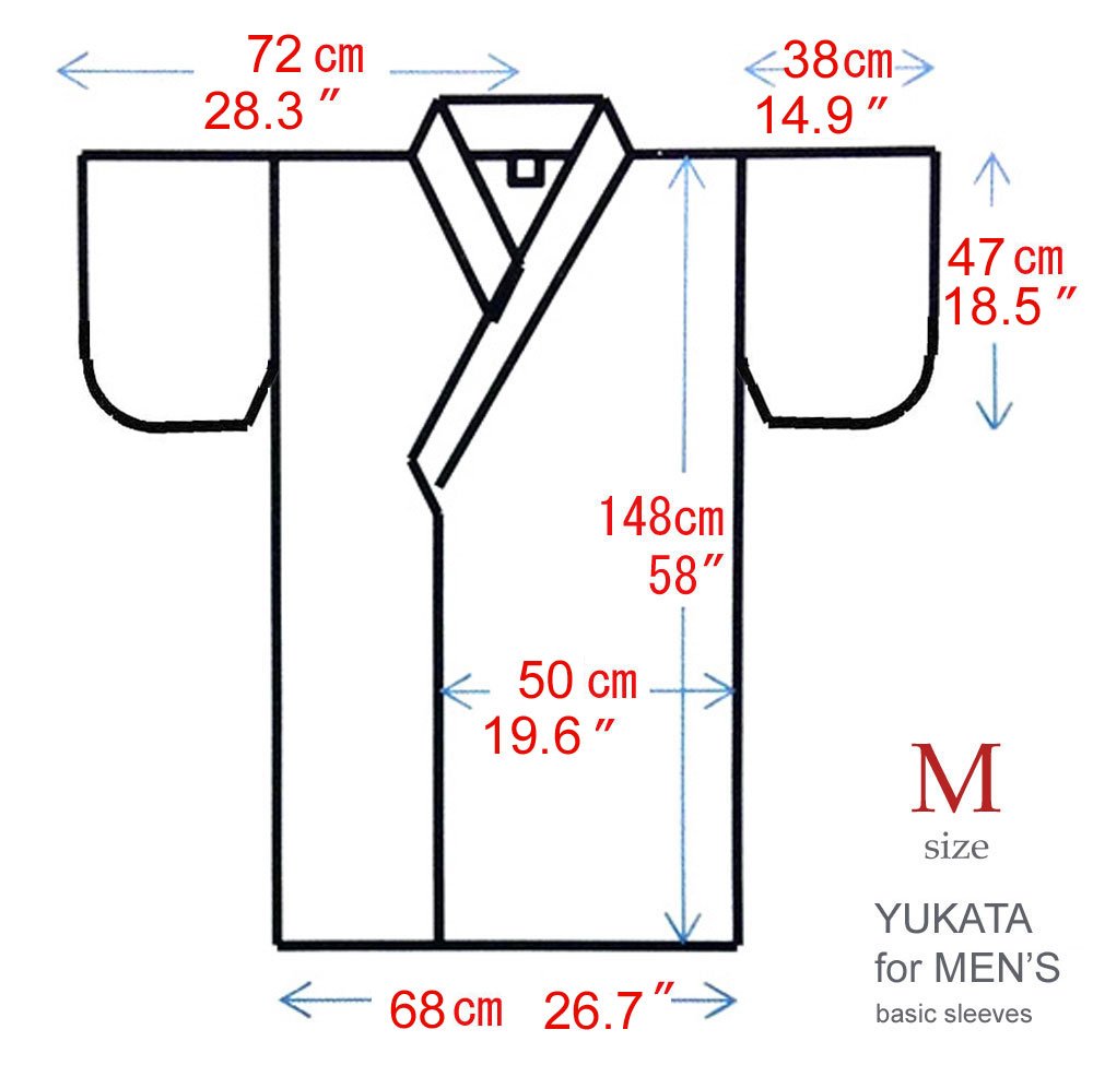 Japanese Kimono Yukata for Men - Long Cotton Robe (Medium, 58
