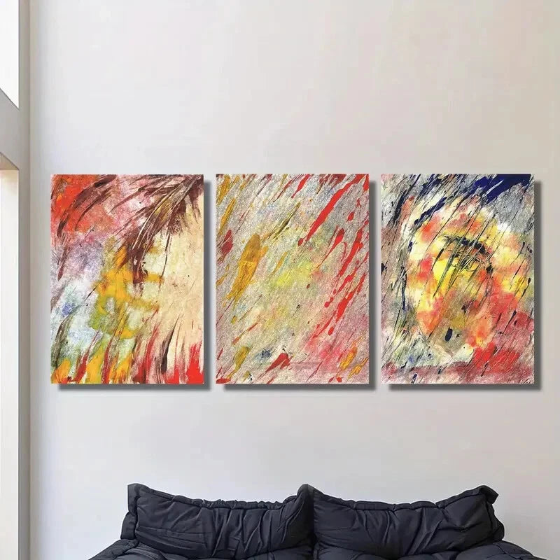 3-Piece Abstract Leaf Watercolor Painting - Metal Print Wall Art Ready to Hang - Perfect for Living Room, Bedroom & Office Decor