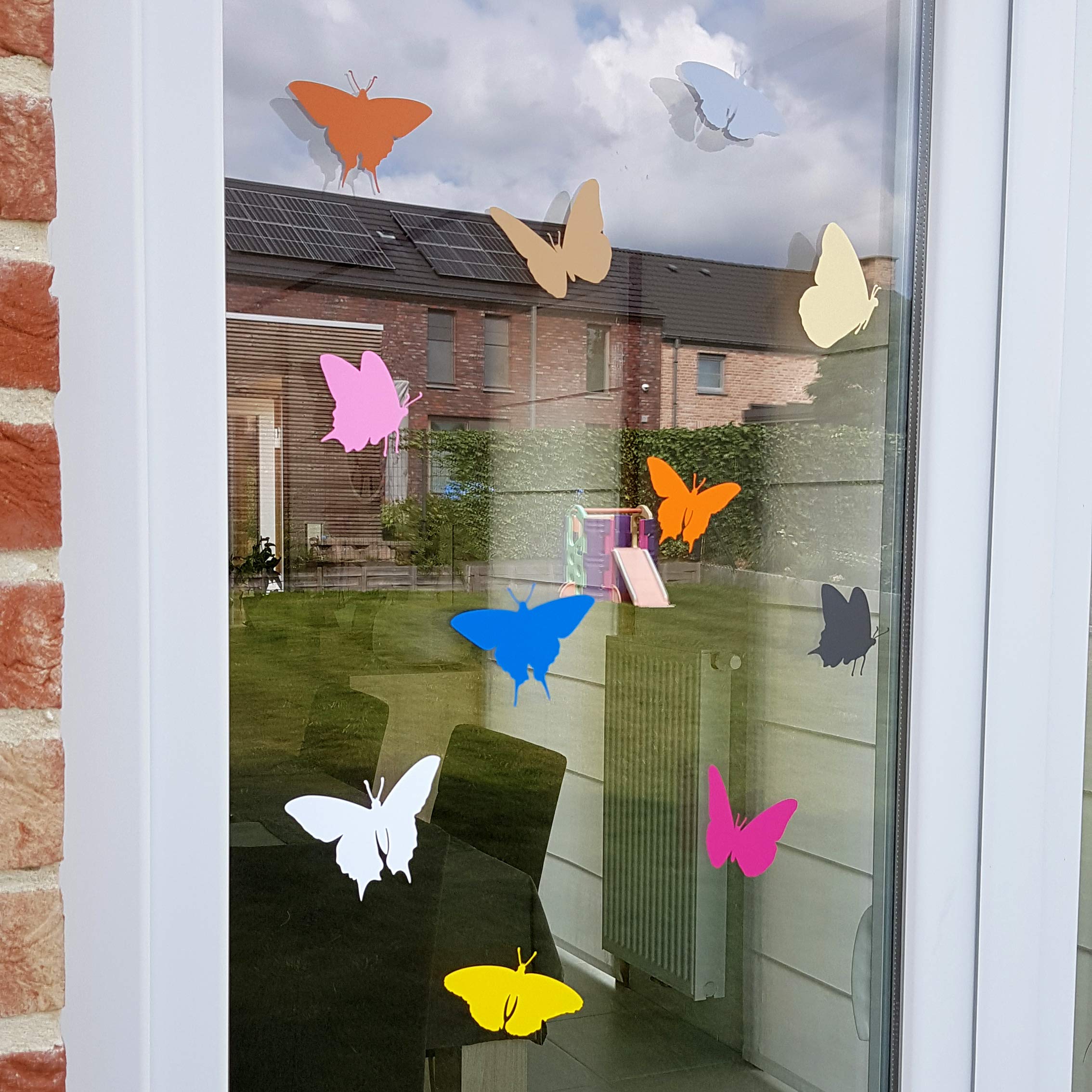 Anti-Collision Window Decals - 18 Butterfly Stickers for Bird Strike Prevention & Glass Protection (Clay Brown) - Perfect for Homes, Offices & Schools to Enhance Safety & Visibility