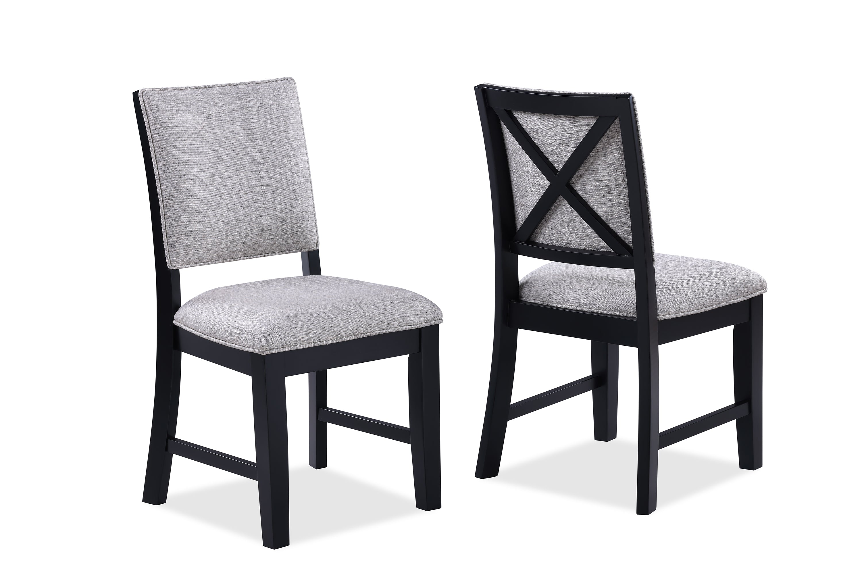 2-Piece Gray Fabric Upholstered Side Chairs with Black Wooden Frame - Modern Dining Room Accent Chairs for Kitchen, Living Room, and Office