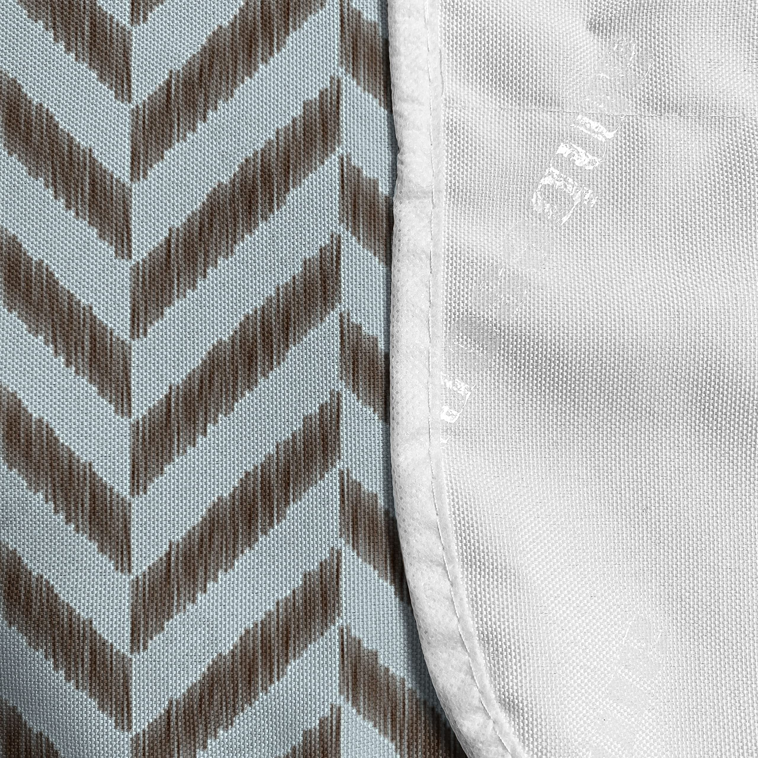Ambesonne Waterproof Microwave Cover with Pockets - Chevron Zig Zag Triangle Pattern in Sky Blue & Brown - 36