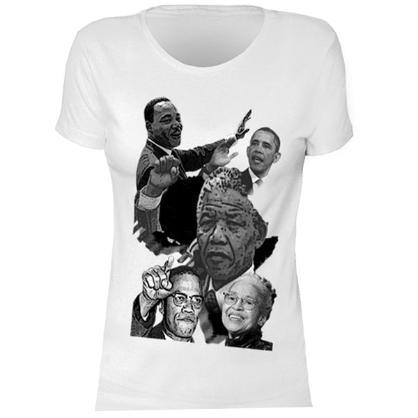 Black History Icons T-Shirt for Women - MLK, Mandela, Obama - Civil Rights & Empowerment Apparel for Everyday Wear & Special Occasions