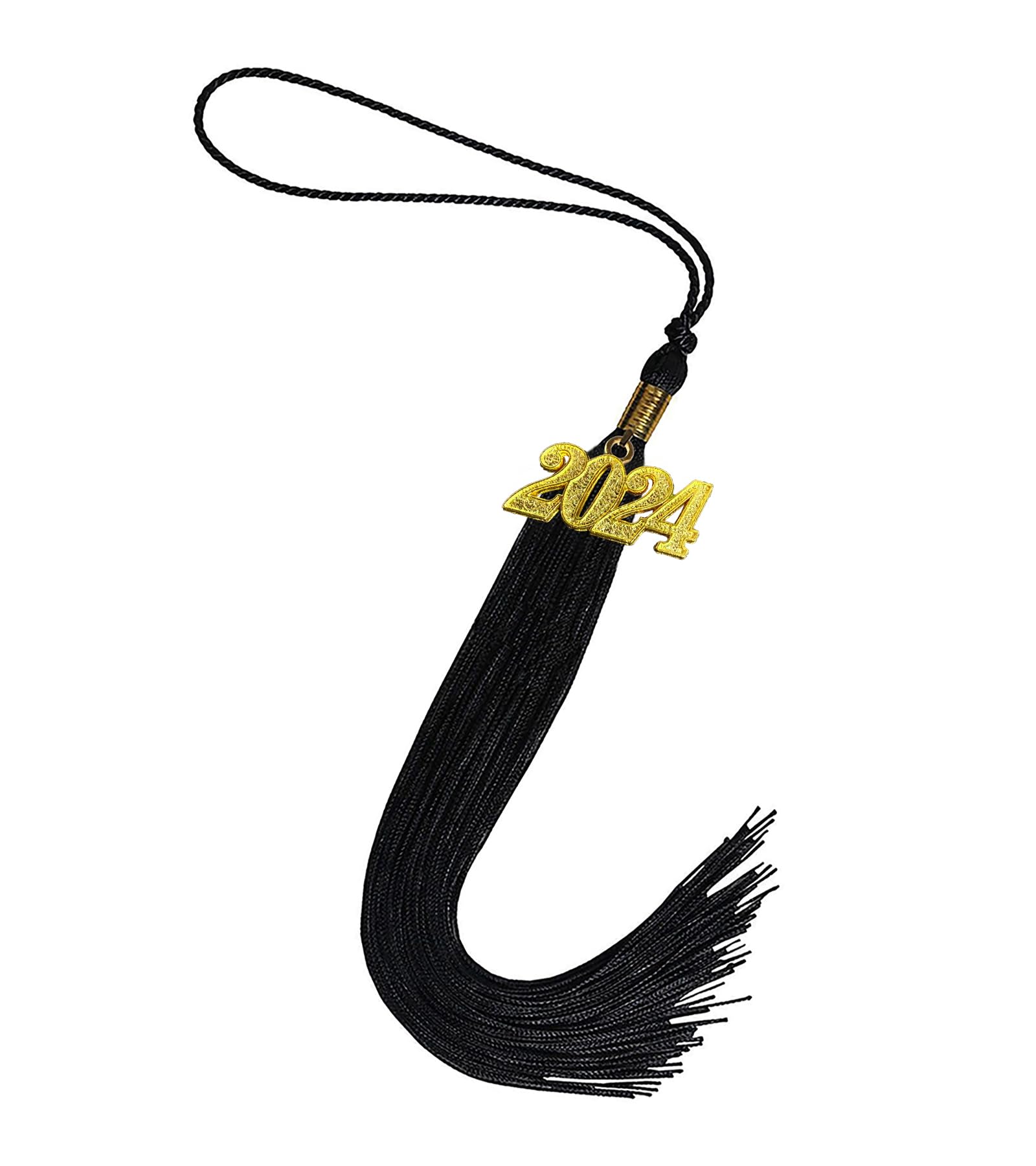 2025 Graduation Tassel with Gold Charms - Black Graduation Cap Tassel for High School & College Ceremonies - Perfect Graduation Accessory for 2025 Graduates