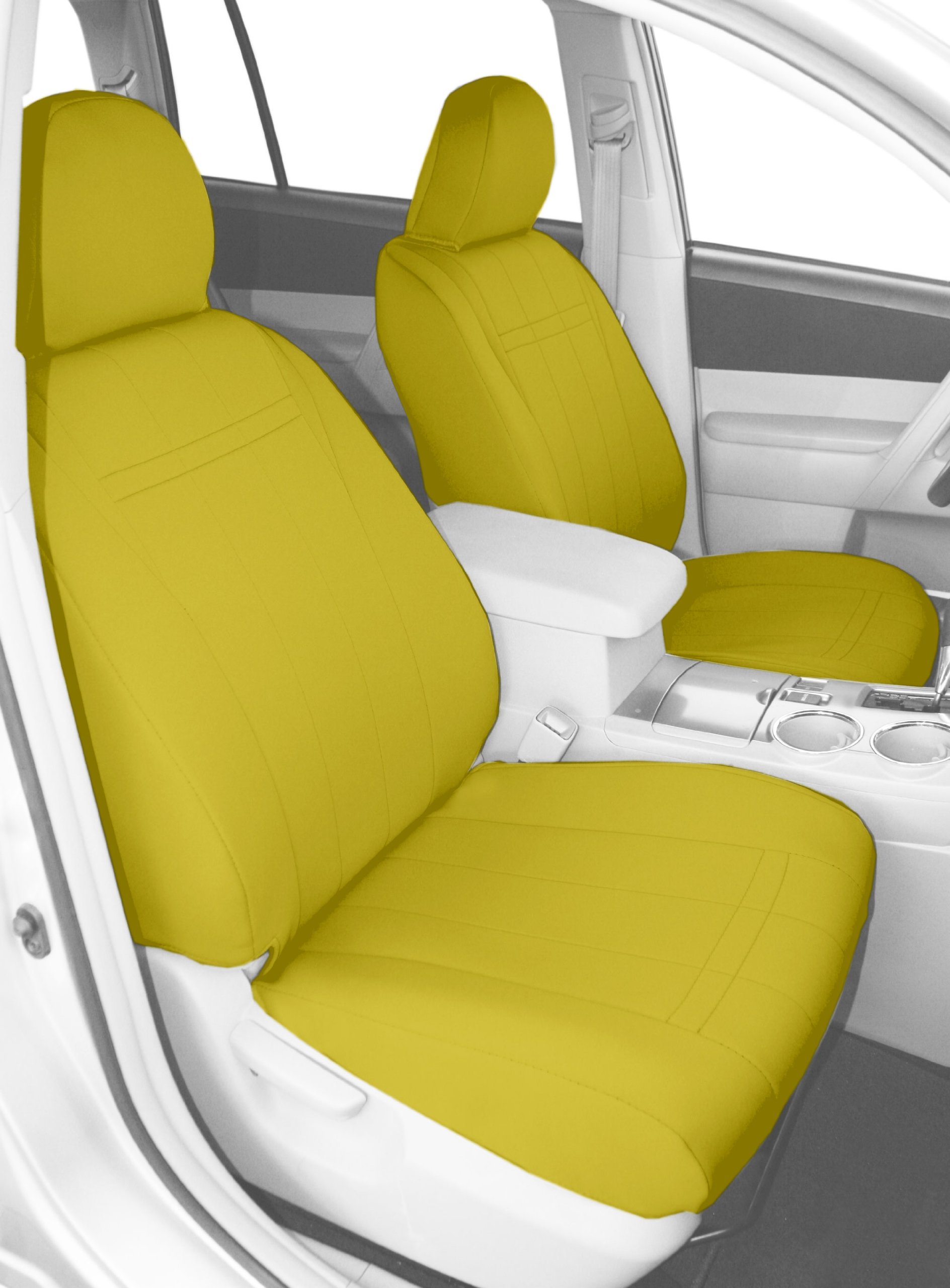 CalTrend NeoSupreme Front Bucket Seat Covers for 2008-2015 Nissan Rogue & Rogue Select - Yellow Insert & Trim | Waterproof & Custom Fit Car Seat Protectors for Daily Commute & Road Trips