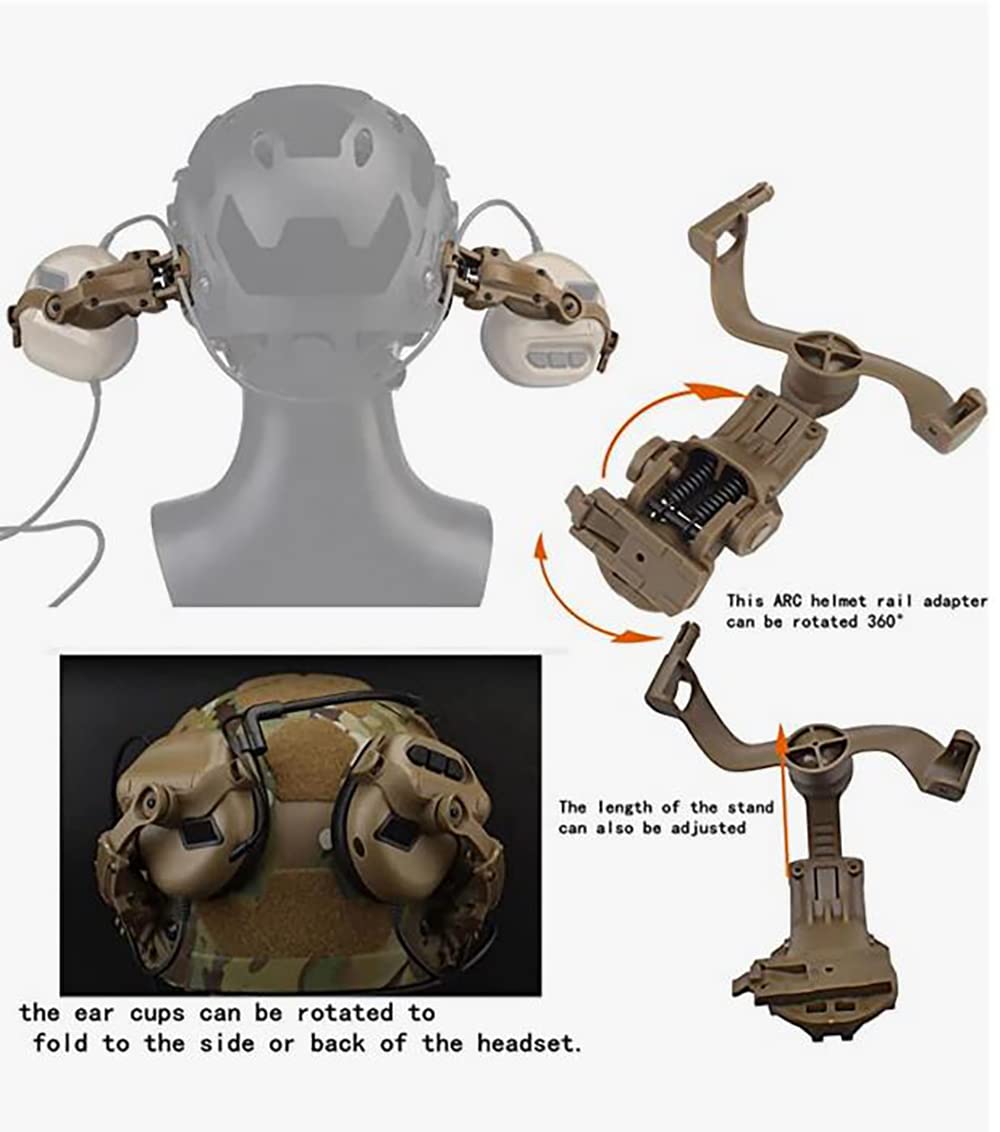 Tactical Shooting Headset with U94 PTT 2pin & ARC Rail Adapter - Noise Cancelling Ear Protection for Shooting Range, Hunting & Military Training (Tan)