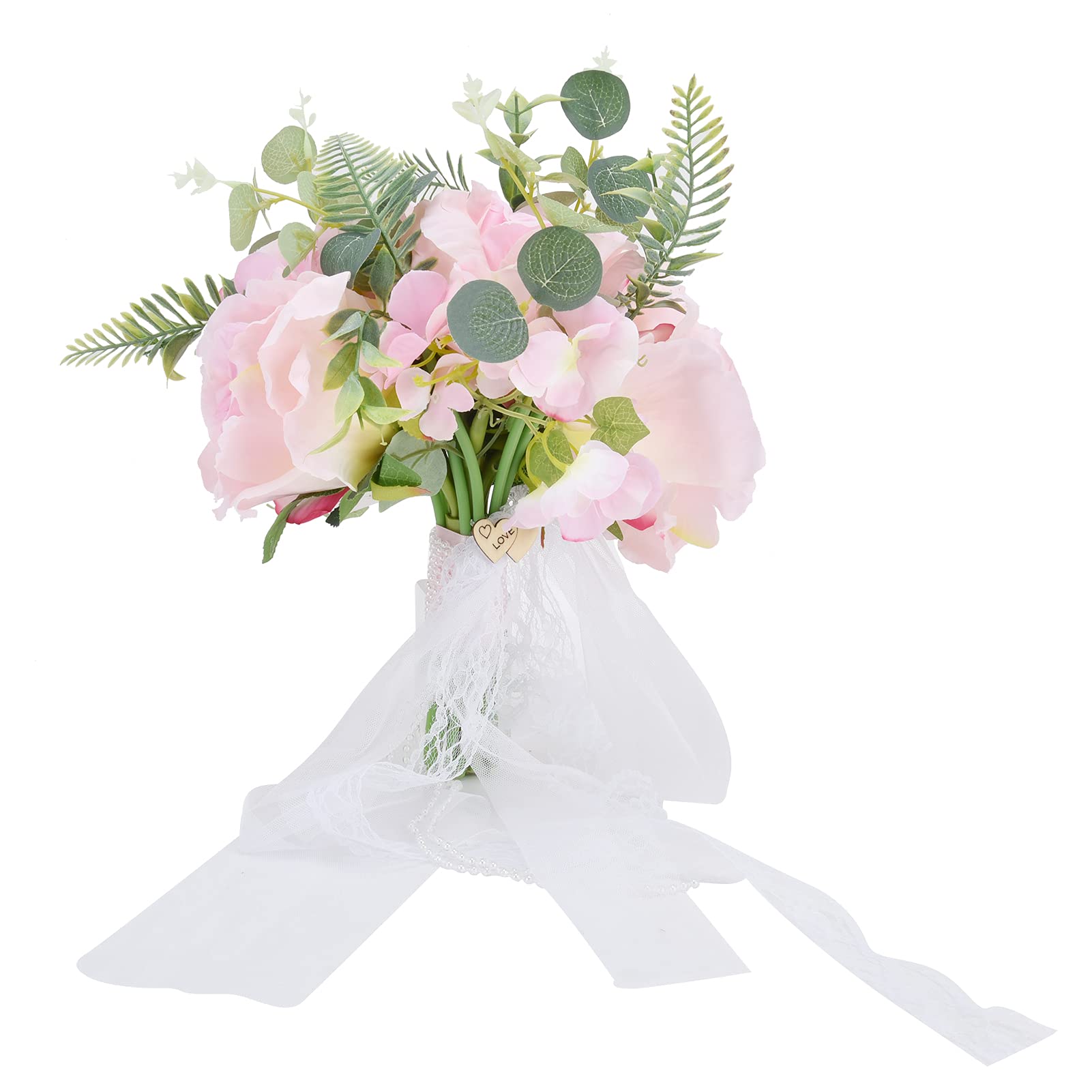 Cyrank Artificial Silk Rose Bouquet - Pink Wedding Bridal Flowers for Valentine's Day, Anniversary, Party Decor & Home Centerpiece