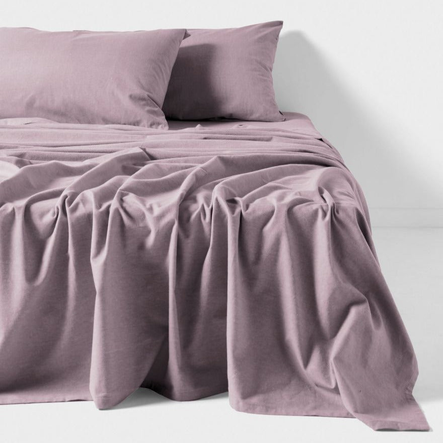 Premium Flannelette Plain Dyed Lavender Bed Sheet Set - Soft & Cozy Queen Size 4-Piece Set by LINEN HOUSE - Perfect for Winter Nights & Cozy Bedroom Decor