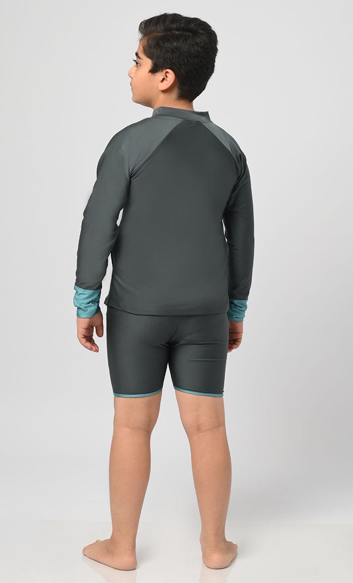 Boys' UV Protection Swimwear Set with Shorts - 2 Piece Quick-Dry Swim Trunks & Rash Guard for Beach, Pool & Outdoor Water Activities