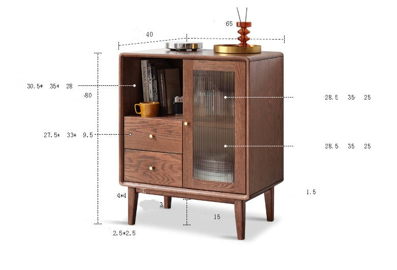 Solid Oak Wood Side Cabinet - Rustic Storage Cabinet for Living Room, Bedroom & Entryway - Perfect for Organizing Books, Decor & Essentials