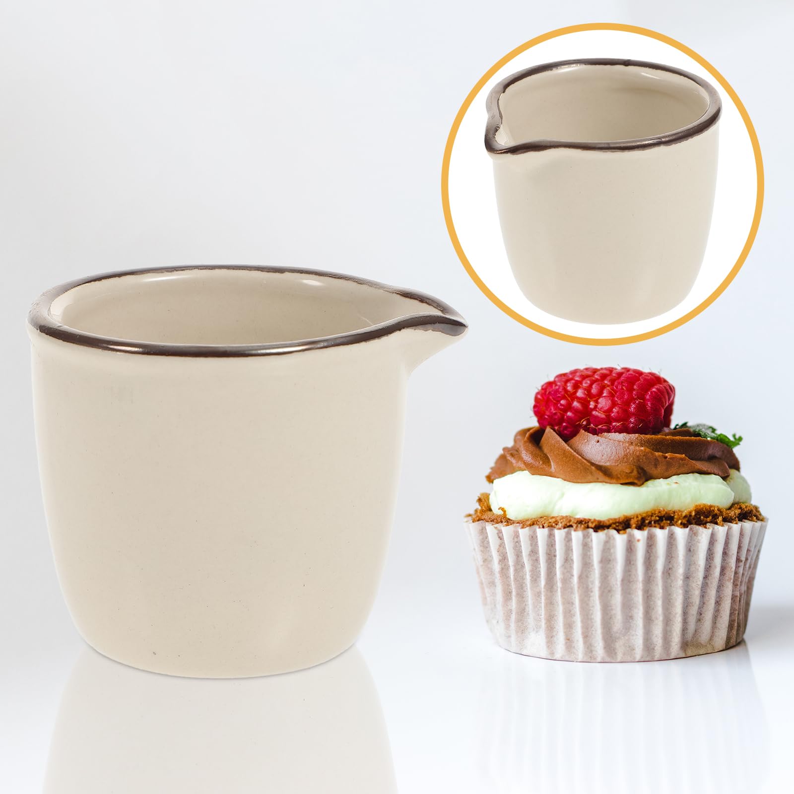 Hemoton 2-Pack 40ml Mini Ceramic Creamer Pitcher - Small Coffee Milk Pouring Cup with Handle, White Espresso Creamer for Home, Cafe & Restaurant | Perfect for Latte Art, Coffee Brewing & Sauce Dipping