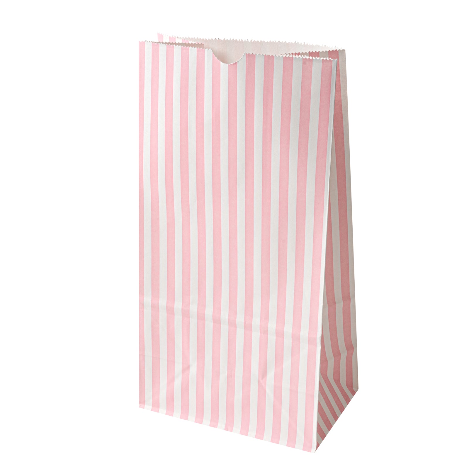 Pink and White Striped Paper Bags - 6 lbs Capacity, 6 x 3.5 x 10.75 Inches - Pack of 100 - Perfect for Party Favors, Gift Packaging, and Retail Shopping Bags