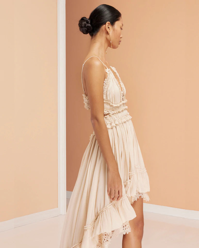 Emiliana Ivory Cream Dress - Elegant Women's Maxi Dress for Summer, Beach, and Special Occasions
