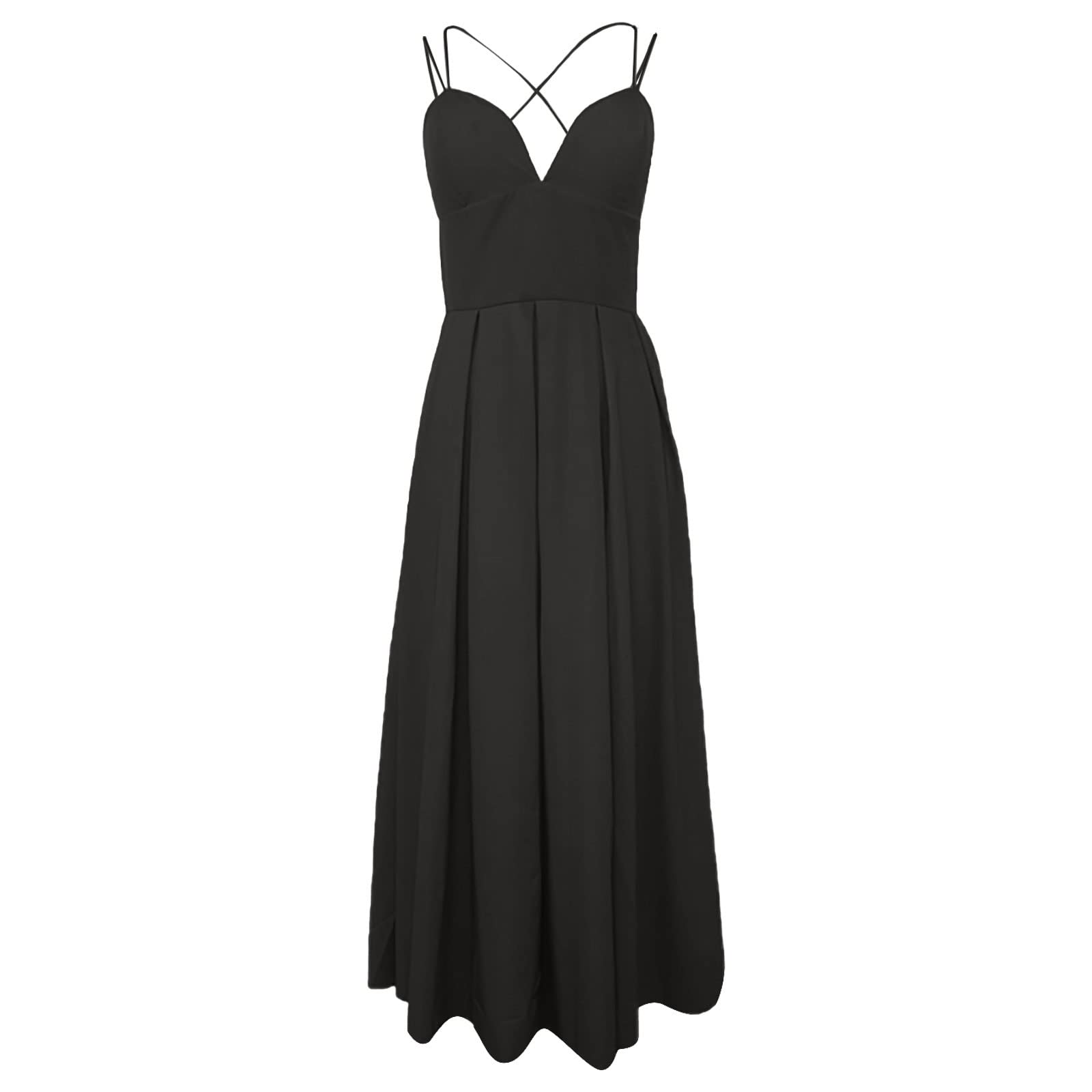 Sexy Summer Women's Sling Low Cut Backless Sleeveless Dress - Waist Slimming Solid Color Loose Swing Dress for Beach Party, Date Night & Vacation Outfits