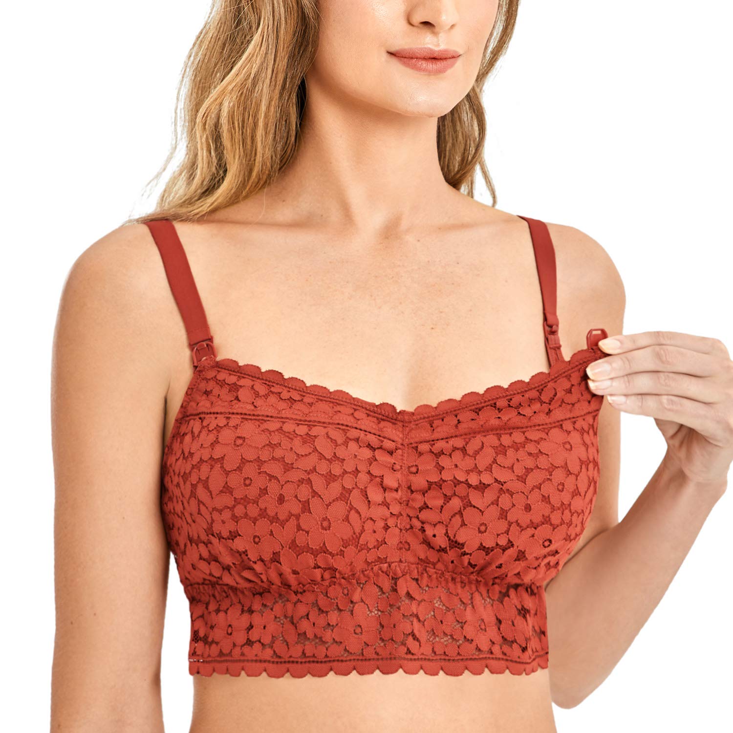 MOMANDA Women's Nursing Lace Bralette Maternity Bra - Lightly Lined Comfortable Breastfeeding Bra in Black & White | Perfect for Pregnancy, Nursing & Everyday Wear