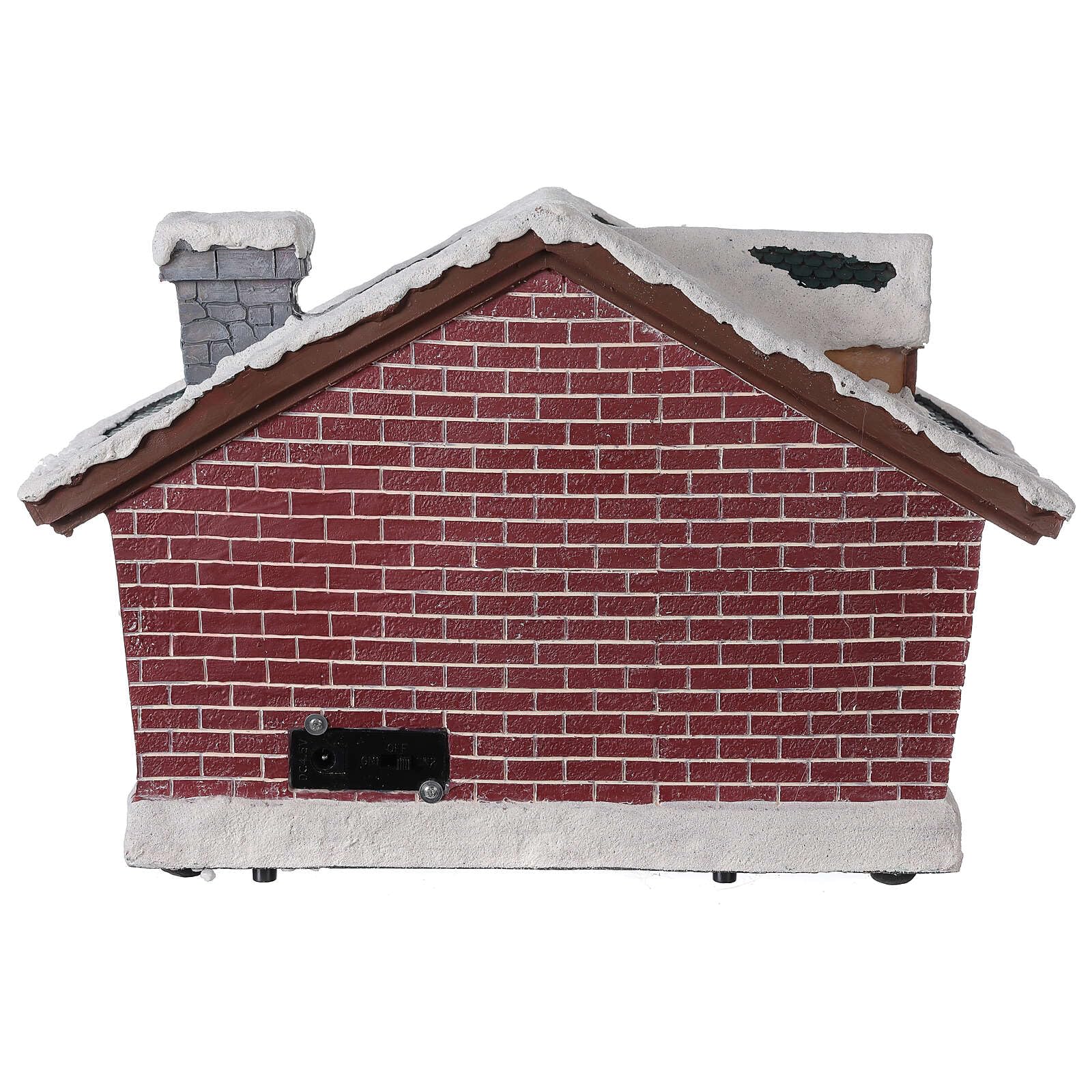 Christmas Village Santa Claus House with LED Lights & Music - 25x35x15 cm Holiday Home Decor for Xmas Tree, Mantel or Tabletop Display