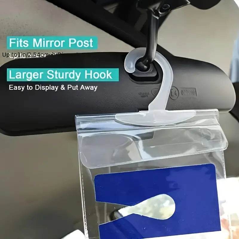 Ultra Clear Disabled Parking Permit Holders with Hangers - Durable Plastic Organizer for Car Visor, Mirror & Home Storage
