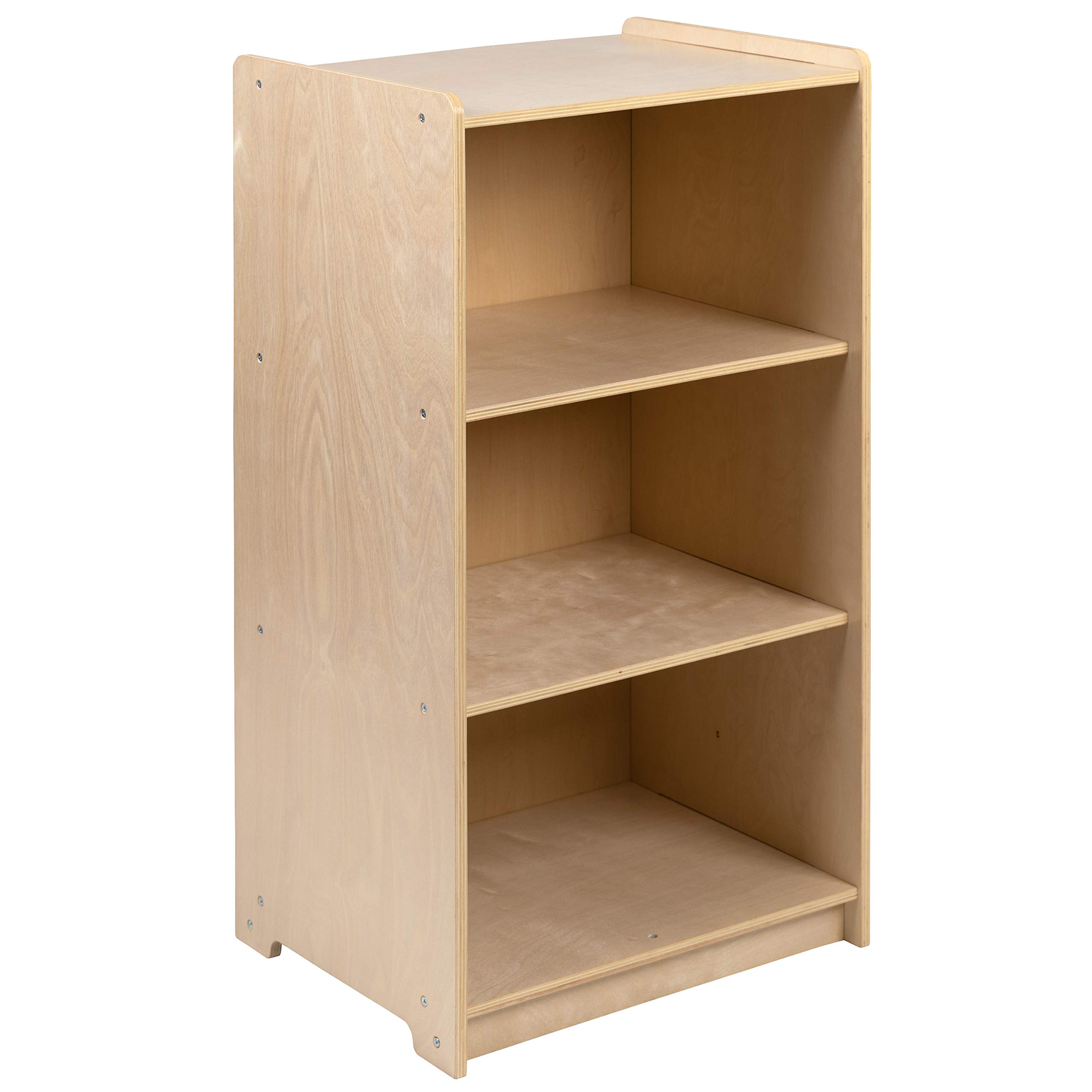 Wooden 3-Section School & Classroom Storage Cabinet - Commercial & Home Use - Safe Kids Furniture - 36 Inch Height Natural Finish - Perfect for Organizing Books, Toys & School Supplies