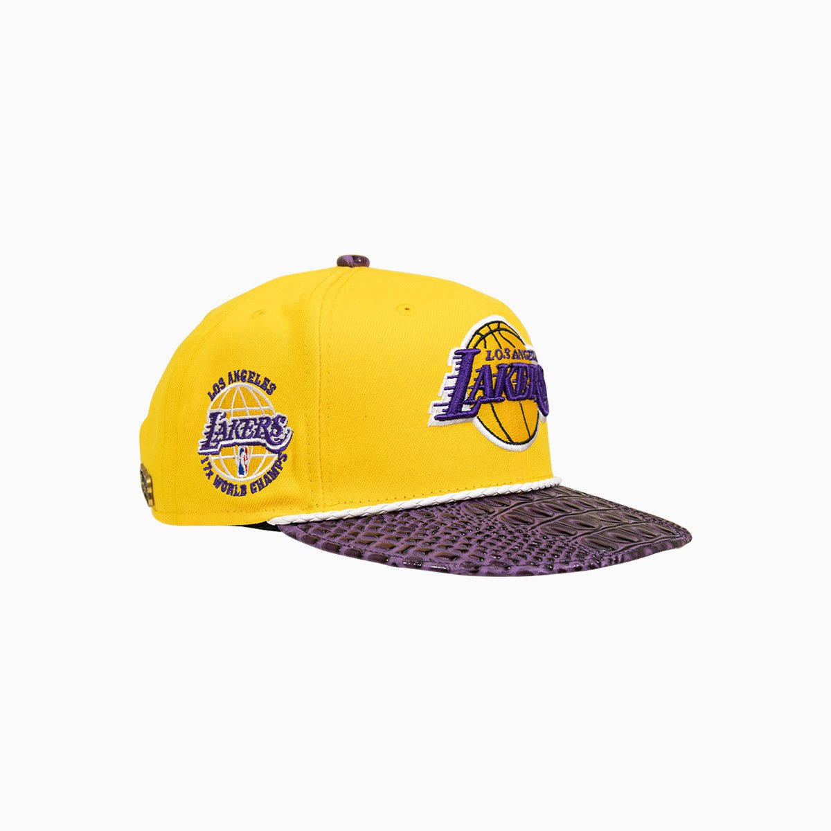 Breyer's Buck 50 Los Angeles Lakers NBA Snapback Hat with Genuine Leather Visor - Perfect for Basketball Games, Streetwear & Sports Fans