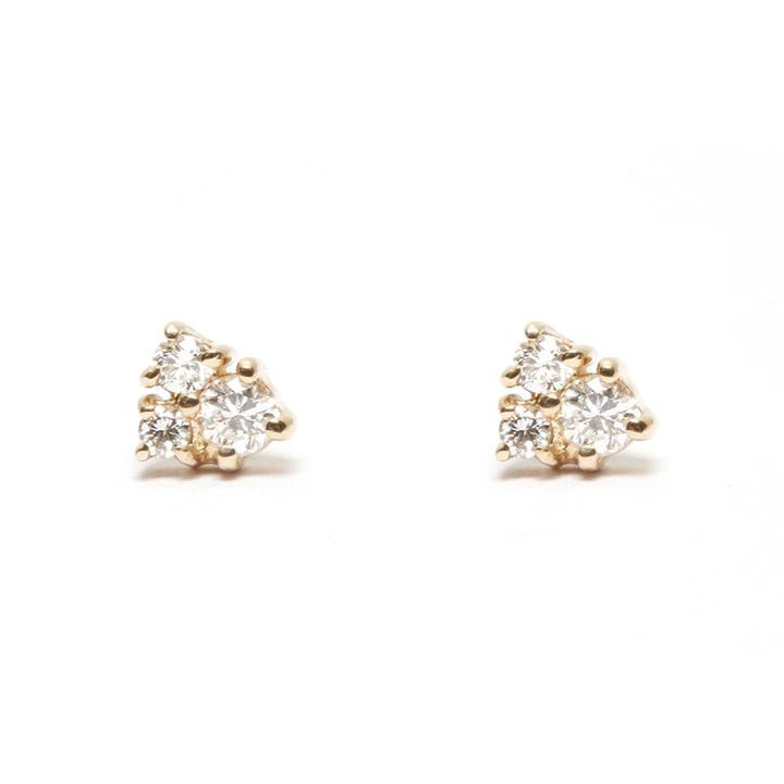 14K Gold Diamond Cluster Stud Earrings for Women - Elegant & Sparkling Everyday Jewelry Gift for Her - Perfect for Weddings, Parties & Special Occasions