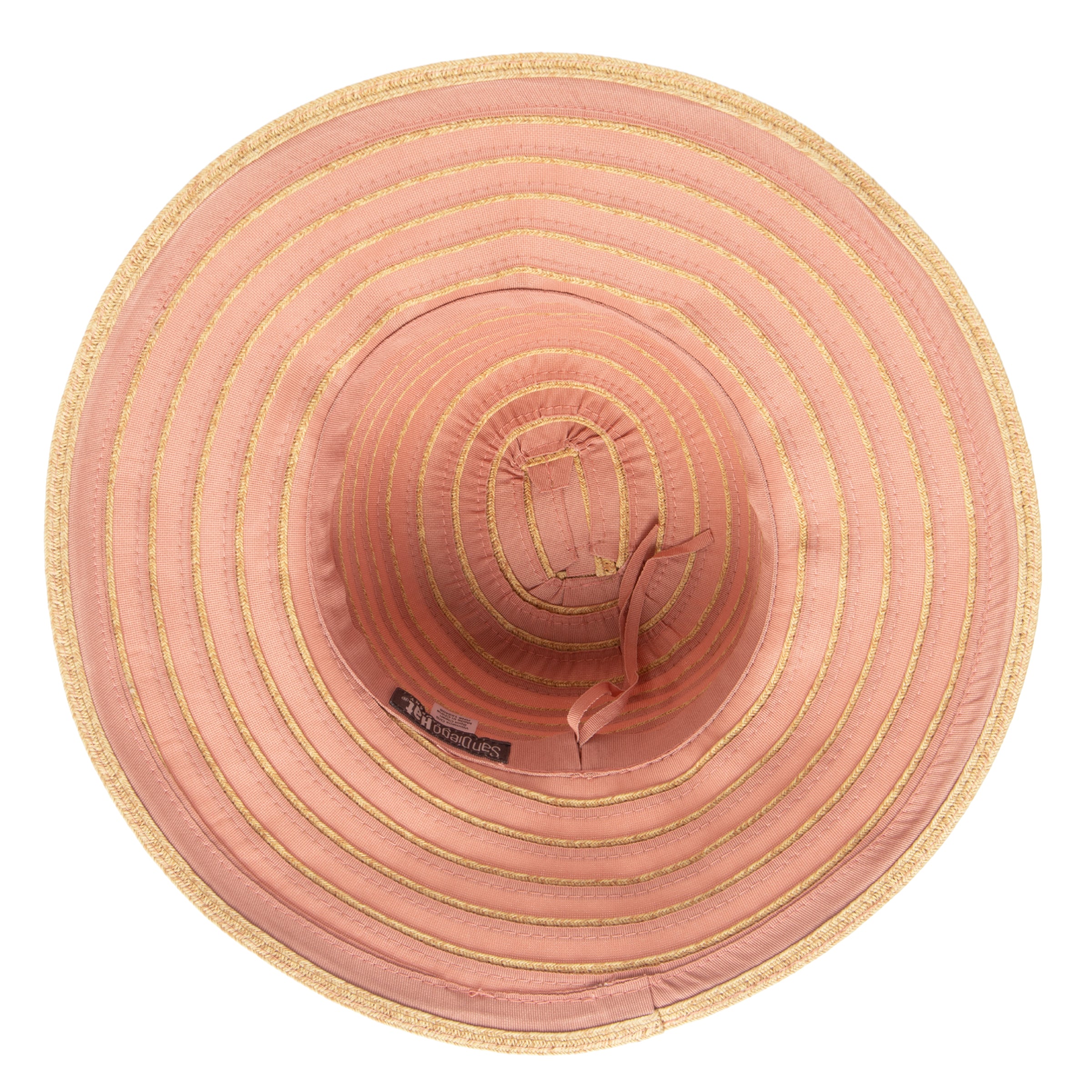 Women's Ribbon Paperbraid Stripe Sun Hat - Wide Brim Summer Beach Hat for Women, Perfect for Outdoor, Travel, and Vacation
