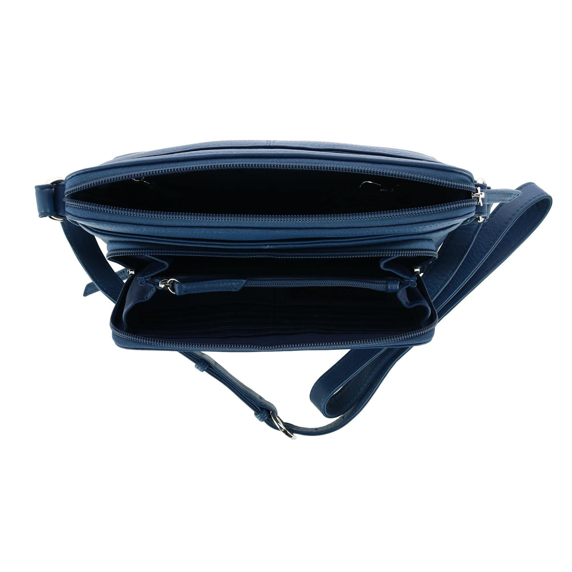 CTM® Women's Genuine Leather Shoulder Bag Purse with Side Organizer Pockets - Stylish Crossbody Handbag for Work, Travel & Everyday Use