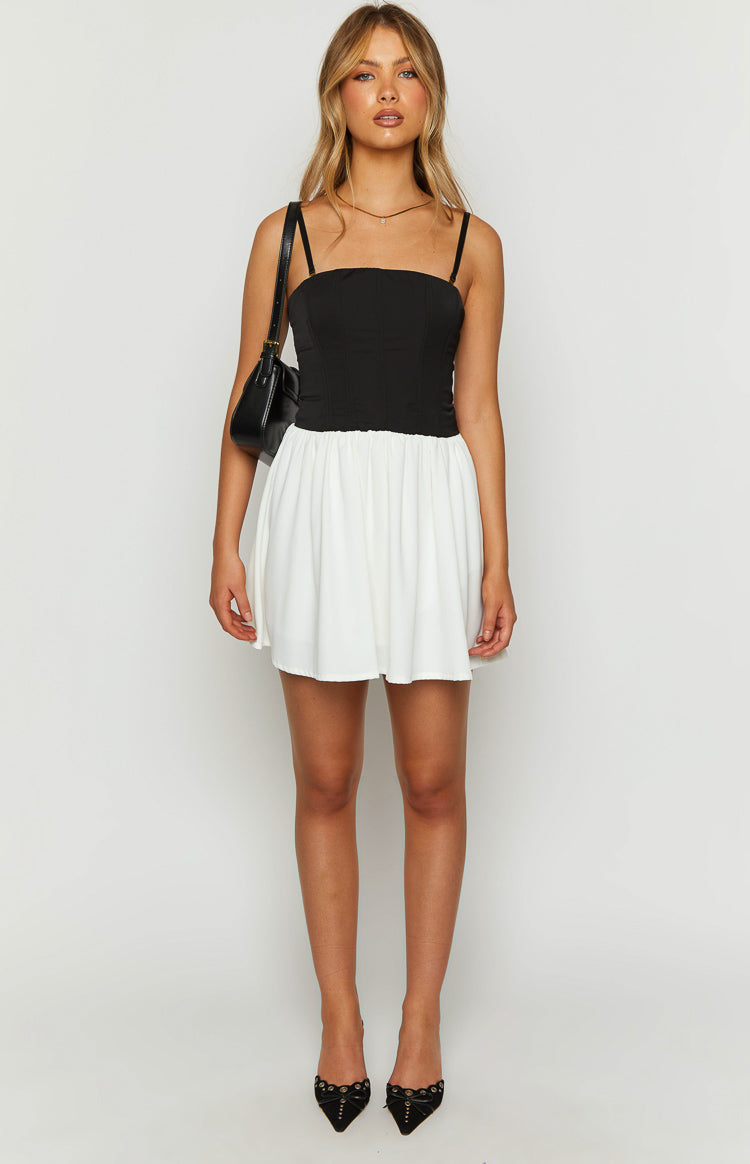Draven Black and White Corset Mini Dress - Sexy Bodycon Party Dress for Women | Perfect for Night Out, Club Wear, and Special Occasions