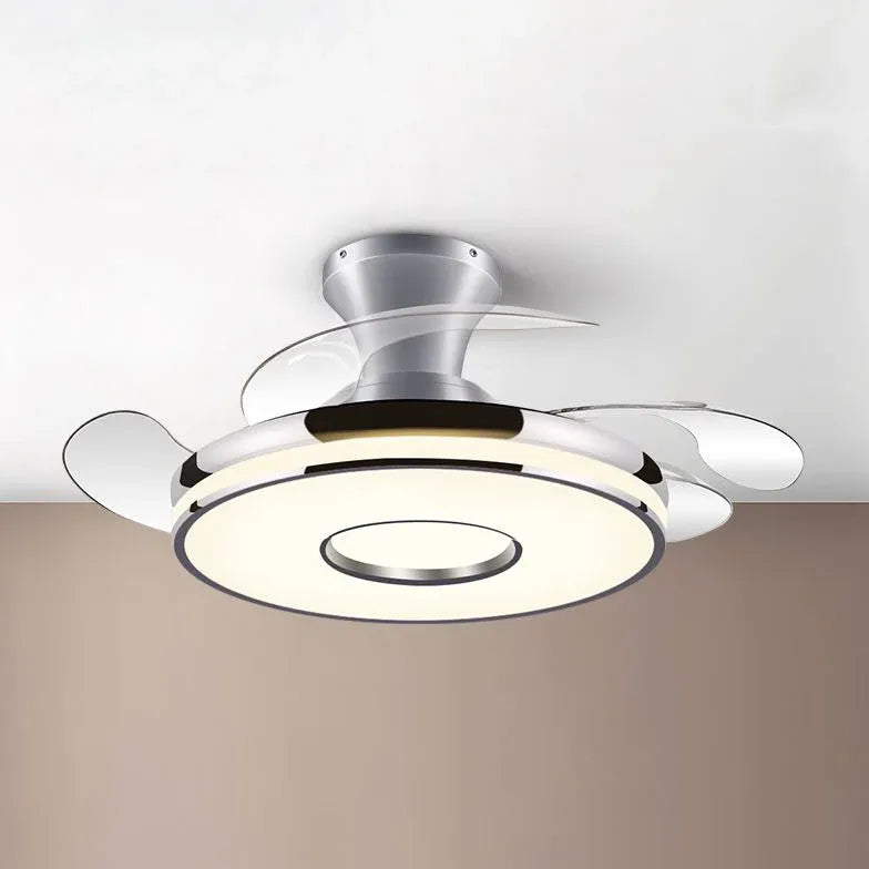 Modern Transparent Ceiling Fan with LED Light - Energy Efficient Quiet Bladeless Design for Bedroom, Living Room & Office