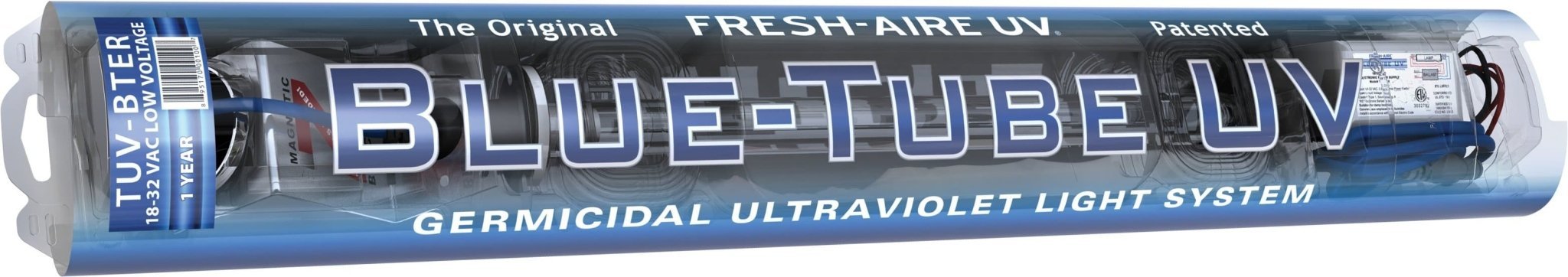 Fresh Aire Blue Tube TUV BTER2 Germicidal UV-C Lamp - 24V, 2-Year Lifespan - Ideal for HVAC Systems, Air Purifiers & Water Sterilization