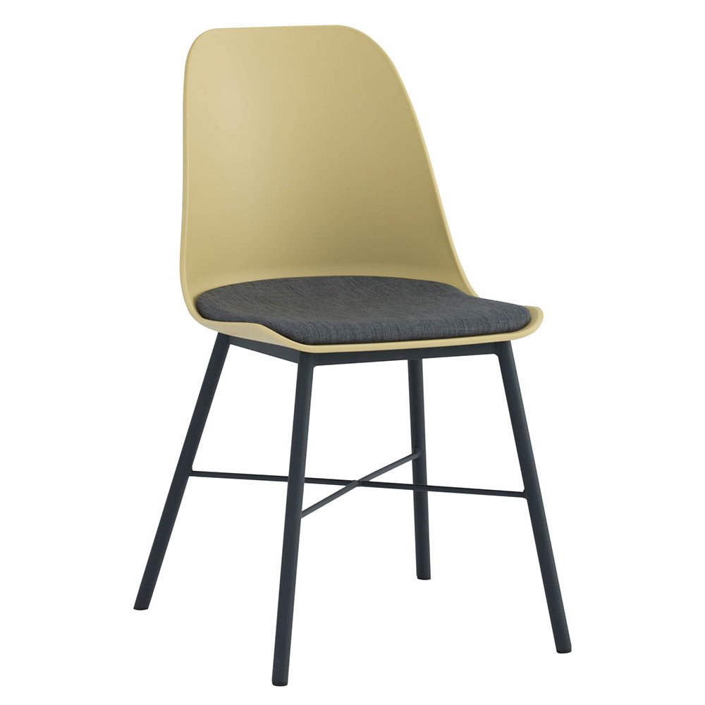 LAXMI Modern Dining Chair - Dusty Yellow & Black Upholstered Seat - Comfortable & Stylish for Kitchen, Dining Room, or Breakfast Nook