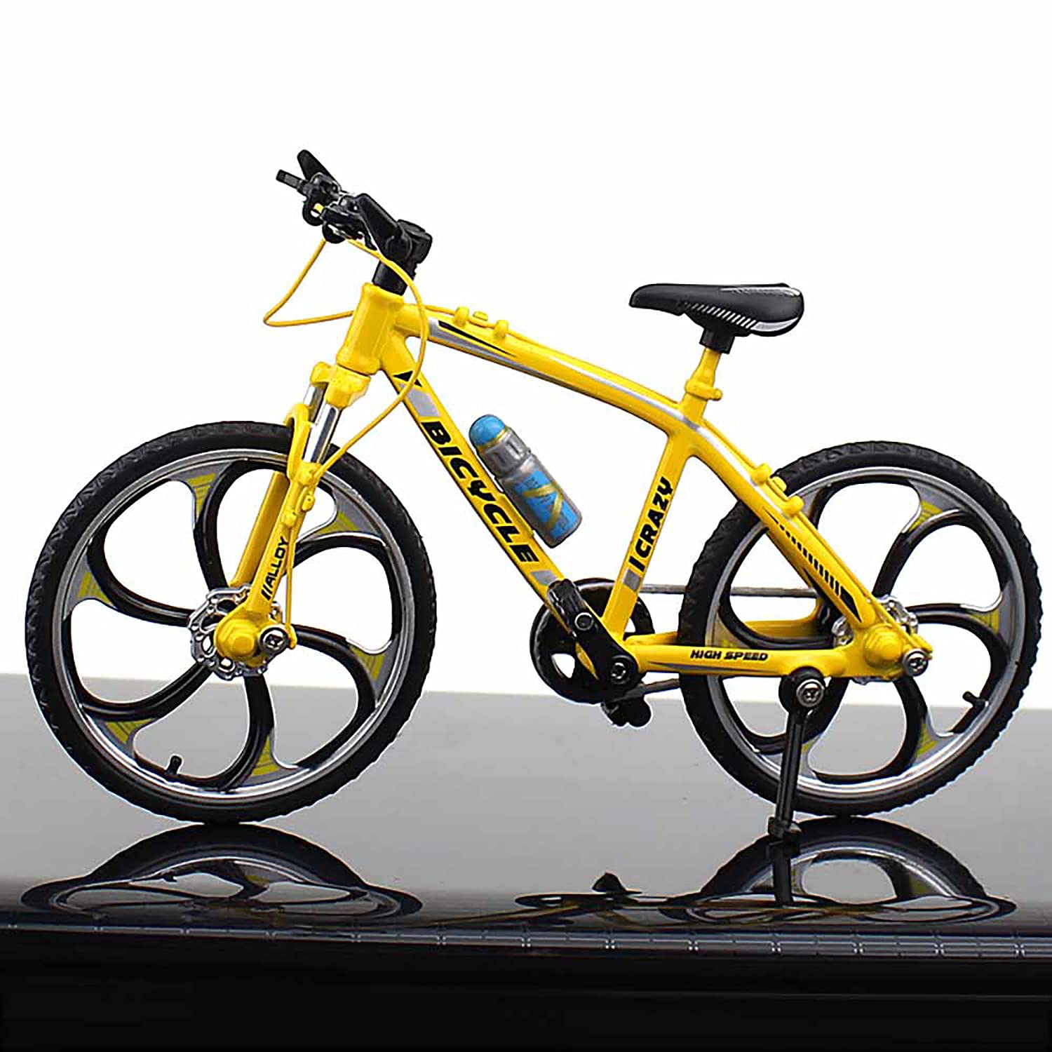 Mini Bike Finger Bike & Finger Skateboard Set - Fun Finger Toys for Kids & Adults - Perfect for Office Desk Decor, Stress Relief & Collectibles (Yellow)