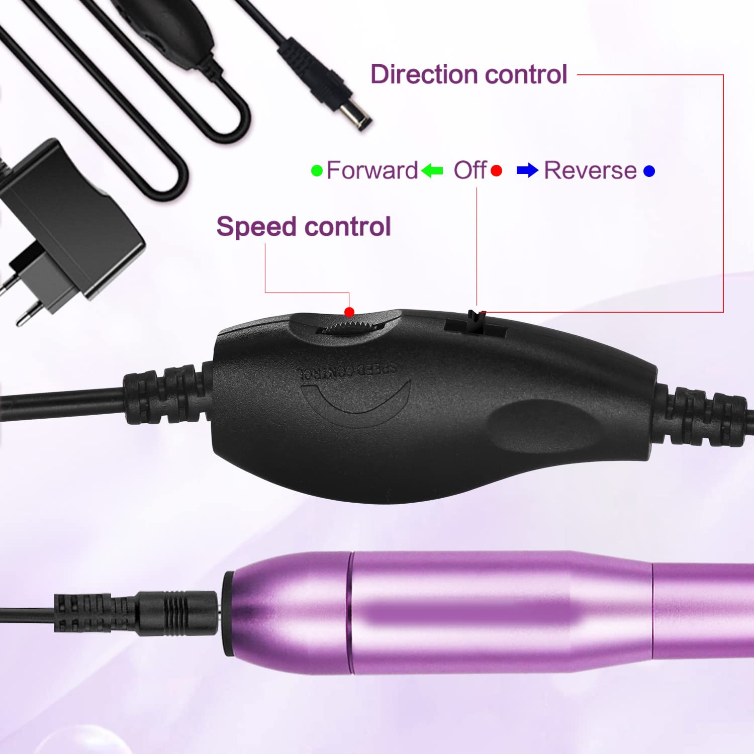 Professional Electric Nail Drill Kit for Acrylic Nails - Foranyo Cordless Nail File & Efile with Nail Clippers & Accessories (Purple) | Perfect for Salon, Home Manicures & Nail Art Designs