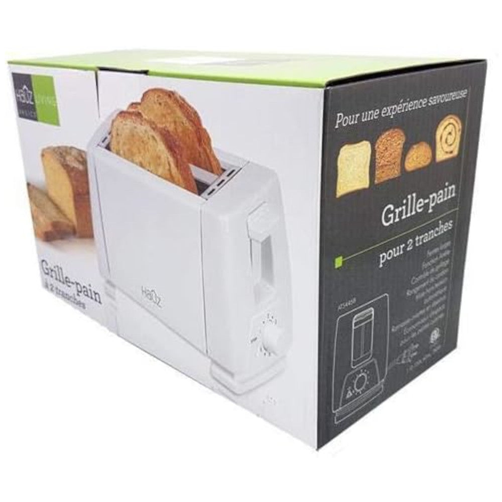 HAUZ ATS1985 2-Slice Toaster in Grey - Perfect for Breakfast, Kitchen & Small Spaces | Compact Toaster for Bagels, Bread & Pastries