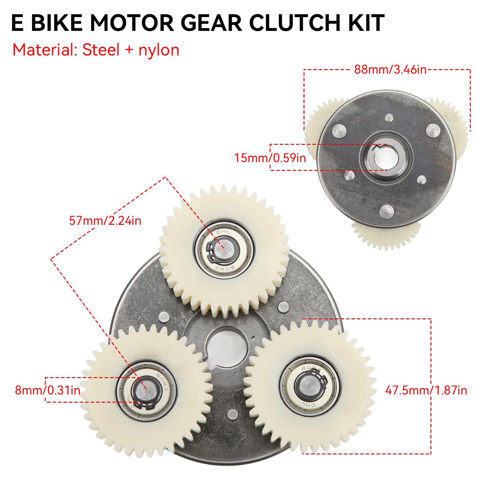 Bafang E-Bike Motor Gear Clutch Kit - 36T Planetary Nylon Gears Replacement for 500W & 750W Electric Bicycles - Durable Upgrade for Bafang Motor Metal Solid Gear - Perfect for Commuting, Mountain Biking & Off-Road Adventures