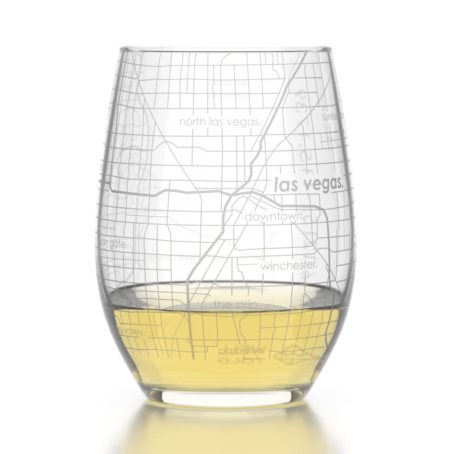 Personalized Las Vegas Nevada Map Stemless Wine Glass - 15 oz Clear Etched Glass, Custom City Gift for Couples, Anniversary, Wedding, Romantic Gifts - Perfect for Wine Tasting, Date Nights, Home Decor