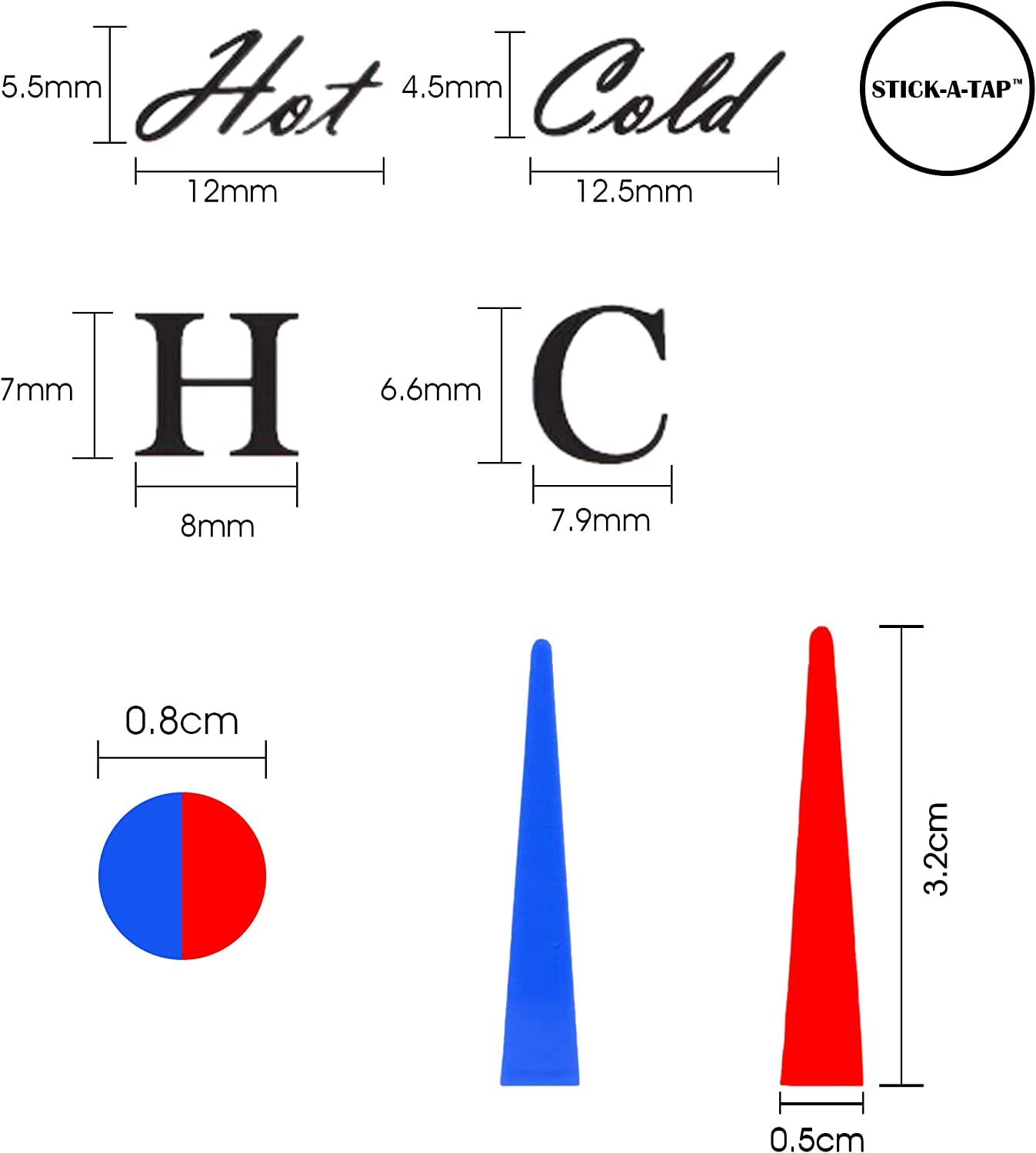 10pcs Hot & Cold Faucet Stickers - 5 Blue and 5 Red Water Temperature Indicator Stickers - Durable Vinyl Tap Stickers for Kitchen & Bathroom Sink - Perfect for Kids Safety and Elderly Home Use