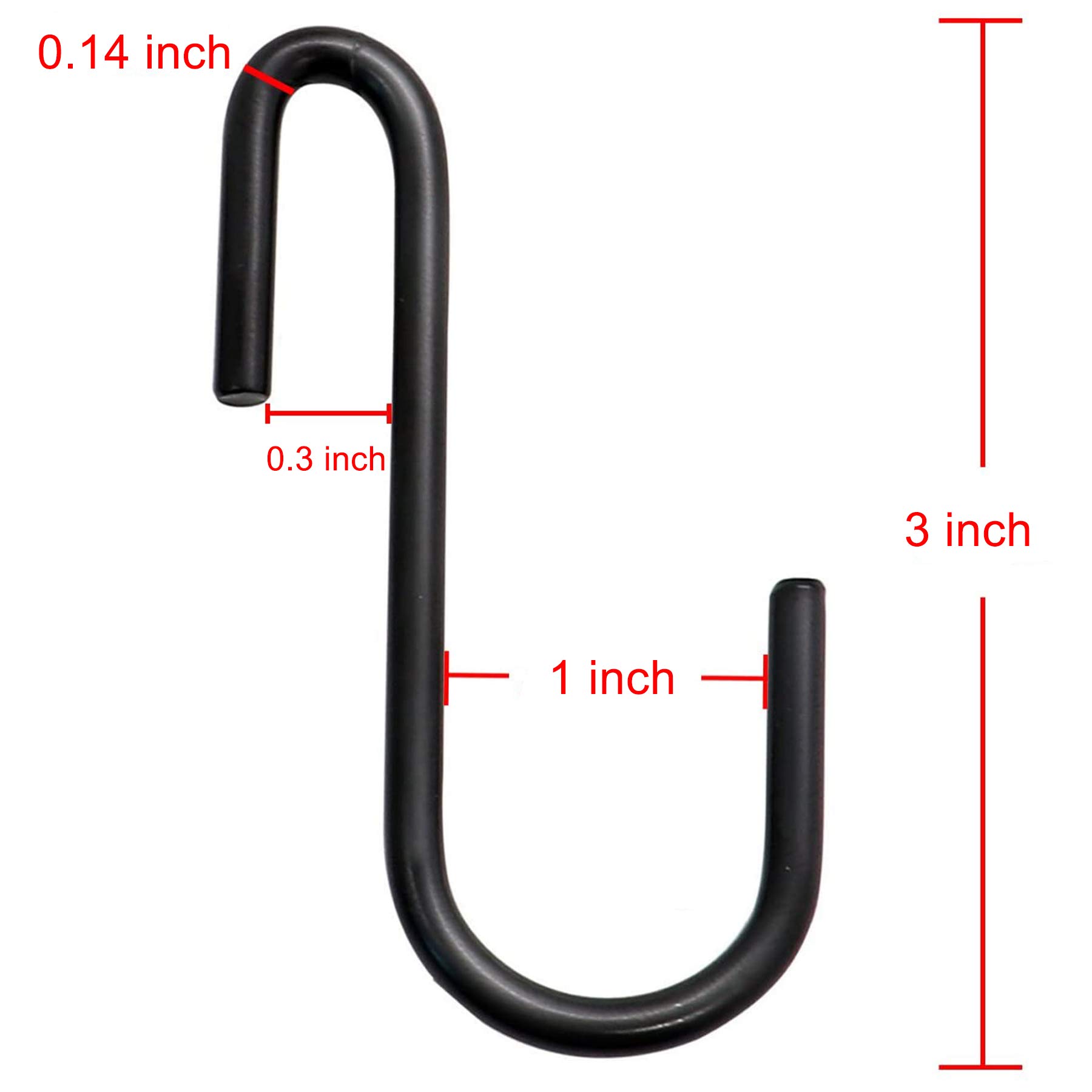 10 Pack Heavy Duty 3 Inch S Hooks - Black S-Shaped Hanging Hooks for Kitchen, Bathroom, Bedroom & Office - Perfect for Hanging Pans, Pots, Coats, Bags & Plants (Durable Metal, Medium Size) - Ideal for Home Organization & Space Saving Storage