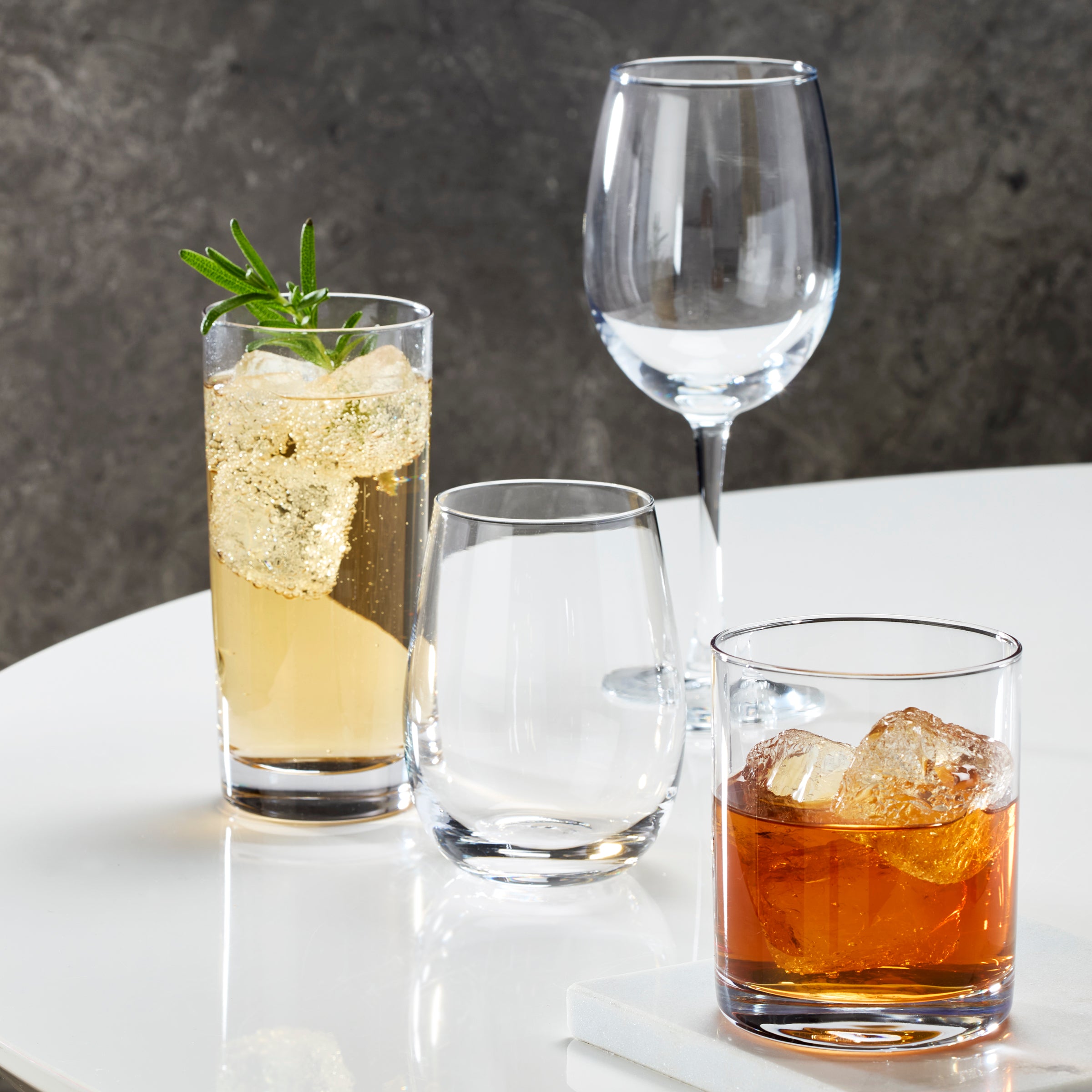 Premium 5 O'Clock All-Purpose Wine Glasses Set of 4 - Stemless Crystal Clear Glassware for Red, White, Wine, Cocktails - Perfect for Dinner Parties, Weddings, Home Bars & Gifts
