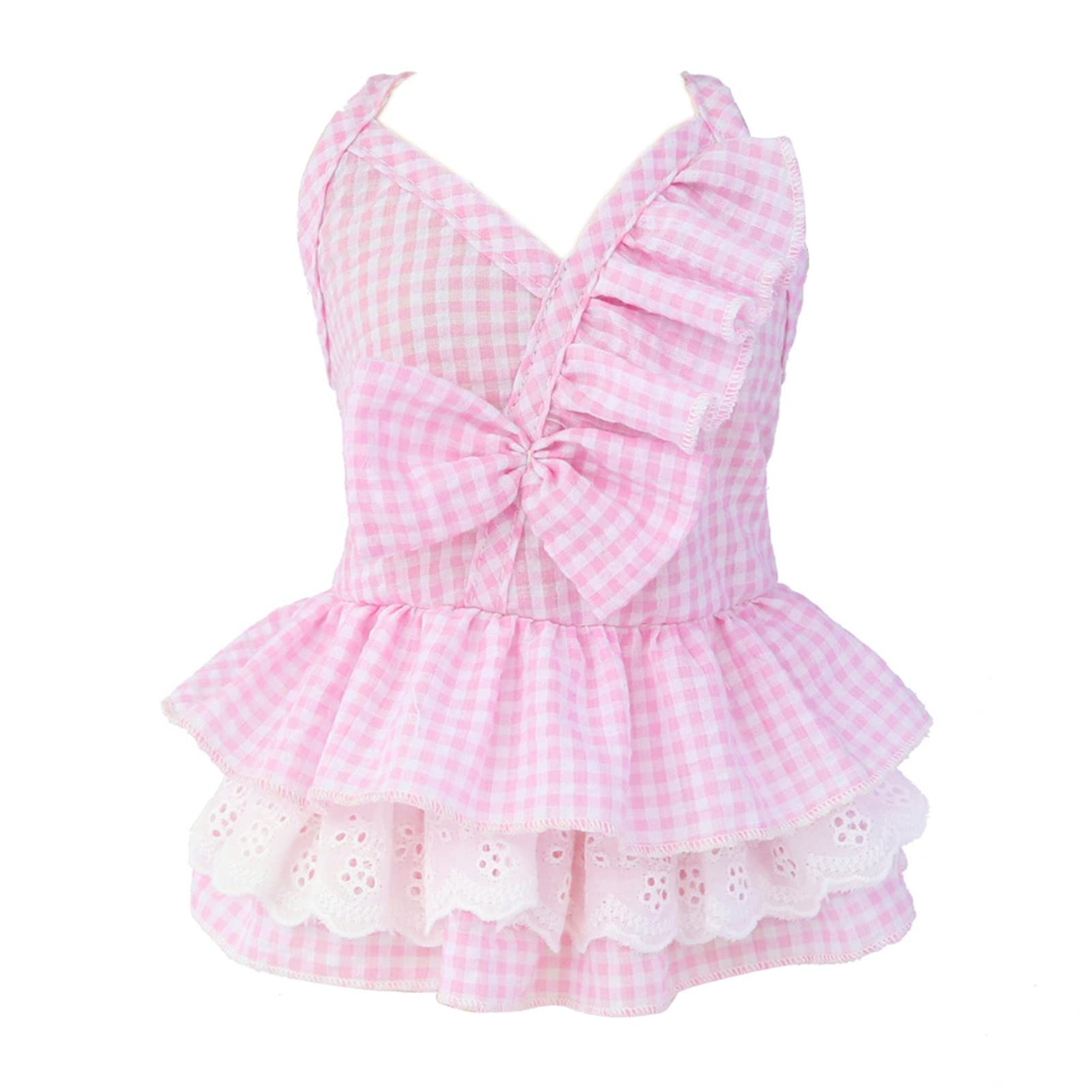 Cute Cotton Dog Dress with Bowknot - Soft & Comfortable Princess Puppy Skirt for Small Dogs - Perfect for Spring Outings & Pet Parties