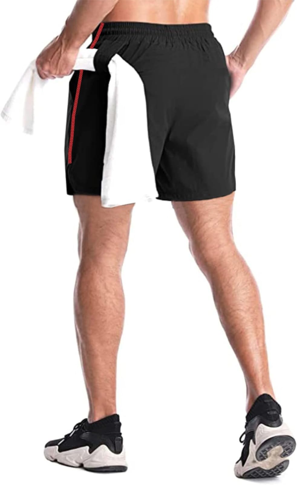JUST RIDER Men's Quick-Dry Polyester Yoga & Running Shorts with 2 Zipper Pockets & Back Loop - Lightweight Gym Workout Shorts for Summer Sports, Jogging, and Active Lifestyle