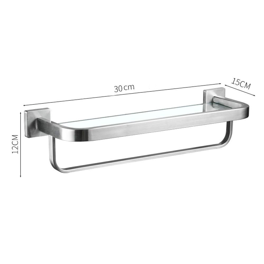 Premium Thick Tempered Glass Stainless Steel Wall Mounted Shelf - Rustproof Bathroom & Kitchen Storage Organizer, Shower Caddy, Floating Shelves with Towel Rack - Perfect for Modern Home, Spa, and Hotel Decor