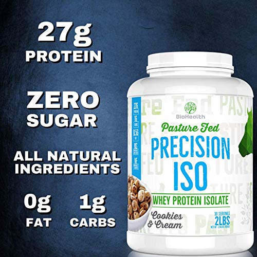 Precision ISO Cookies & Cream Whey Protein Isolate (5lb) | Pasture-Raised, Low Carb, Keto Friendly Protein Powder for Muscle Recovery & Workout Supplement