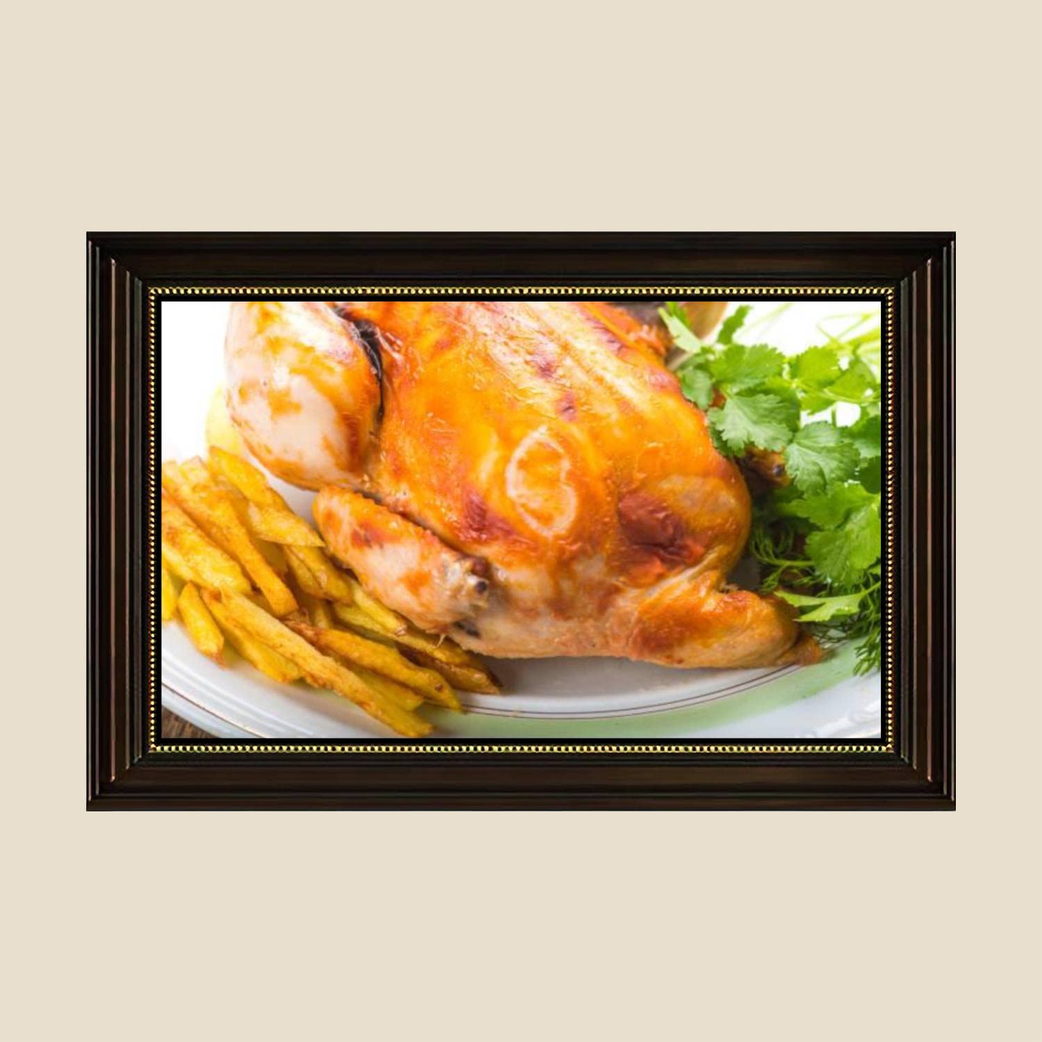 Roasted Chicken & Potatoes Canvas Wall Art Print - 24x36 Inch Vintage Food Painting Poster - Ready to Hang Kitchen & Dining Room Decor - Farmhouse Style Home Artwork for Living Room & Bedroom