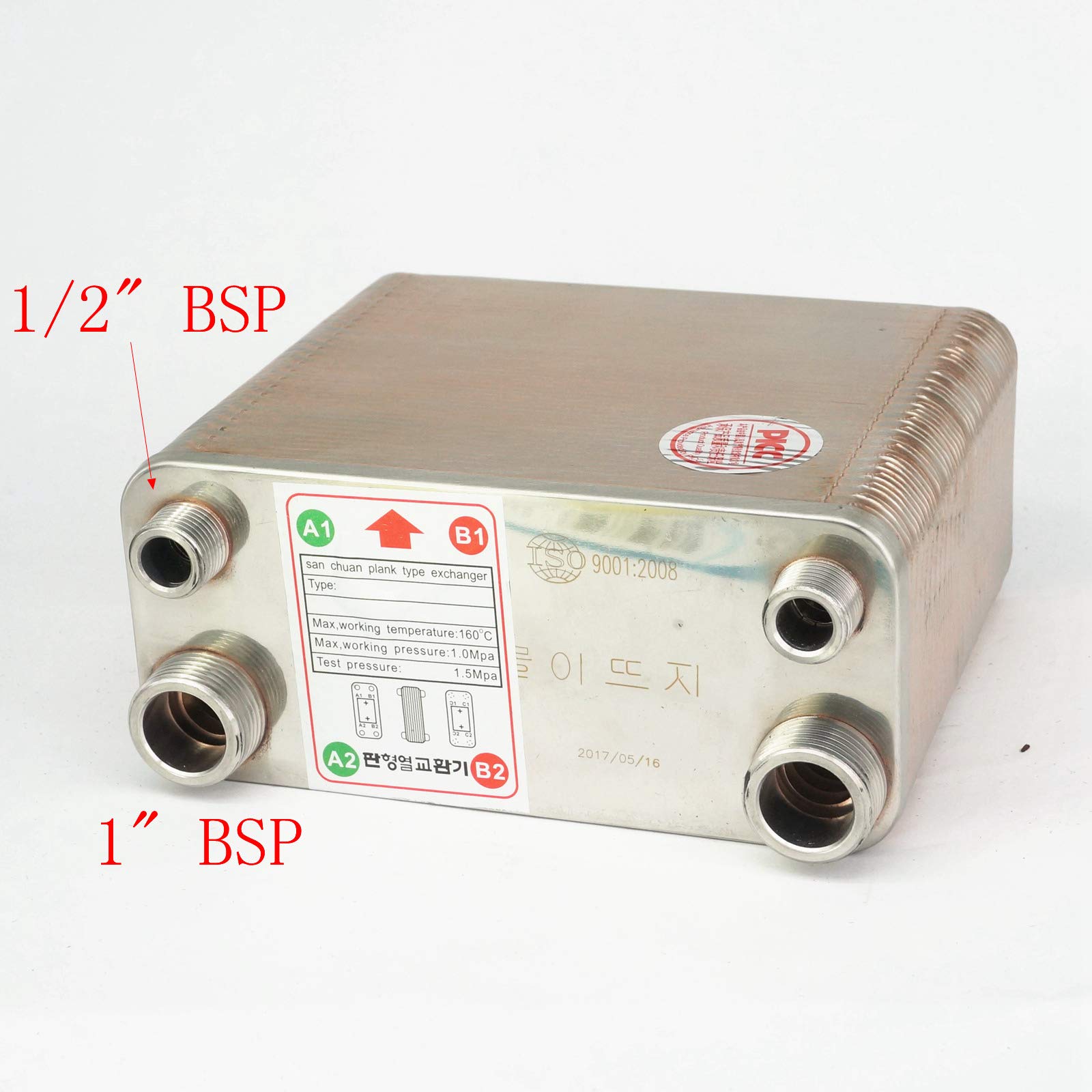 50 Plate Wort Chiller Cooler - SUS 304 Stainless Steel Heat Exchanger for Home Brewing Beer & Wine Making - Perfect for Craft Breweries & DIY Fermentation Projects