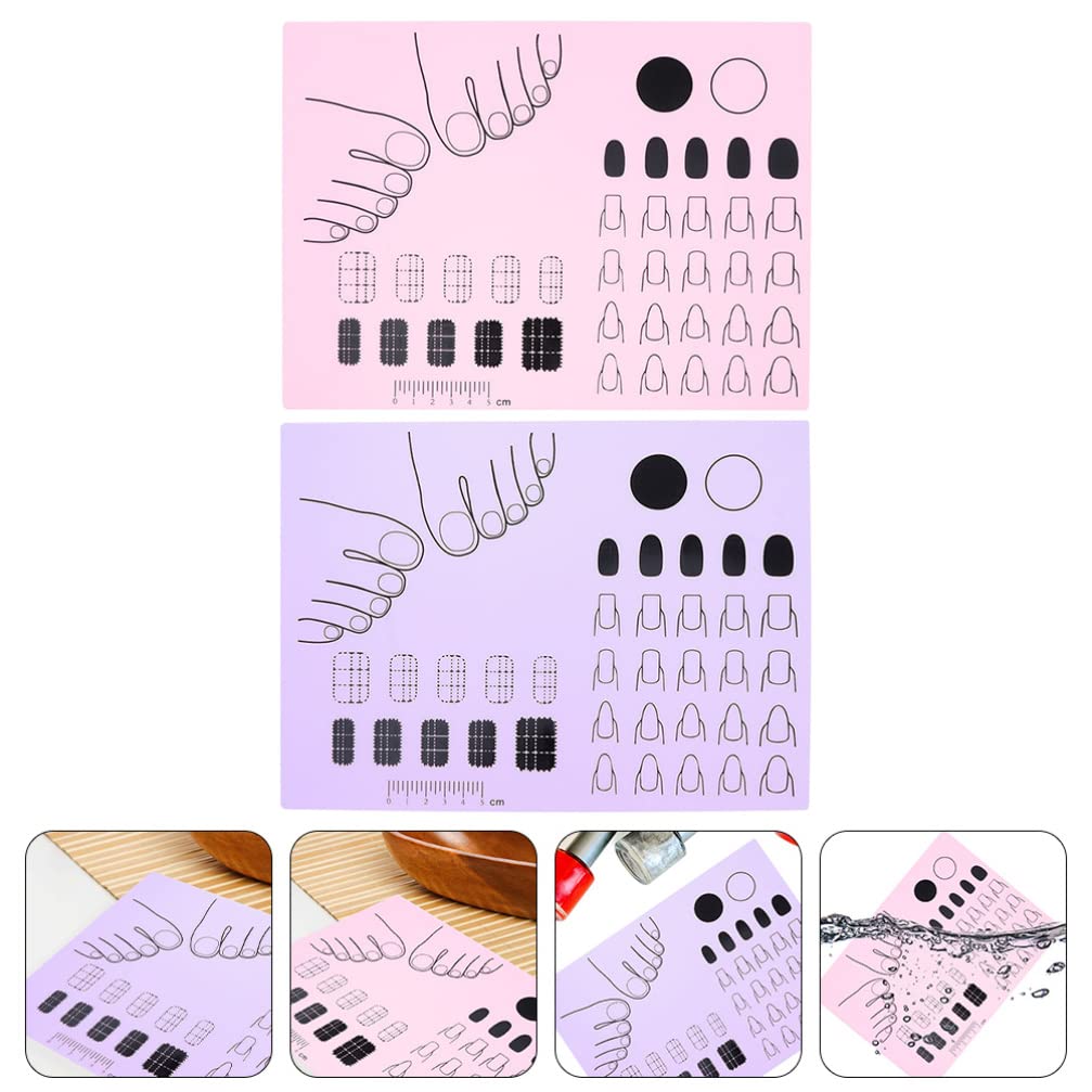 2Pcs Silicone Nail Stamping Plates - Nail Art Practice Mat for Manicure, Nail Polish Coloring & Design Transfer - DIY Nail Sticker Guide Printing Palette - Perfect for Home Salon & Professional Nail Artists